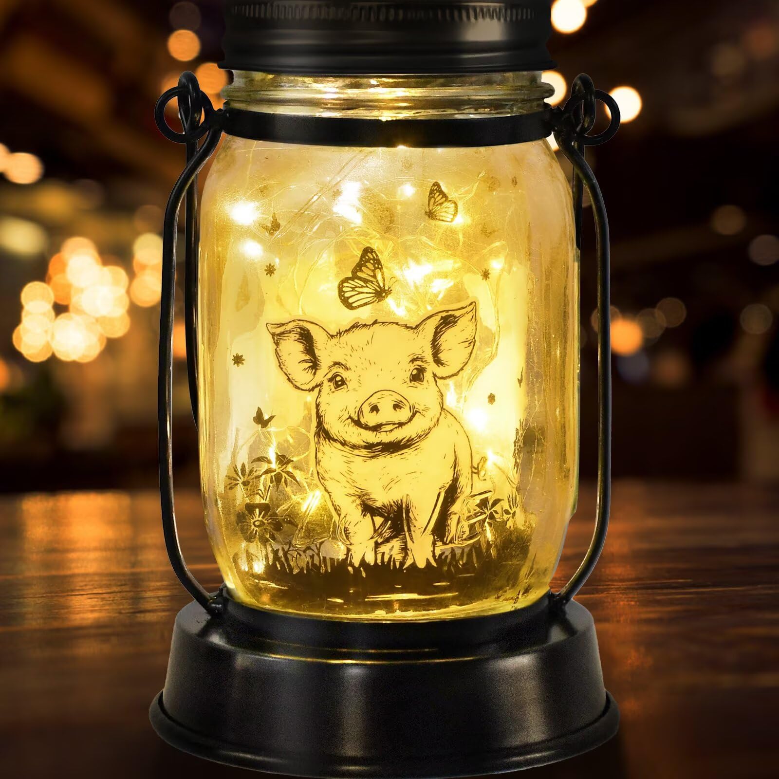 Pig Gifts for Women/Men/Kids Pig Lovers Animal Solar Lantern, Piglet Animal Christmas Gifts, Solar Garden Decoration, Night Ligh