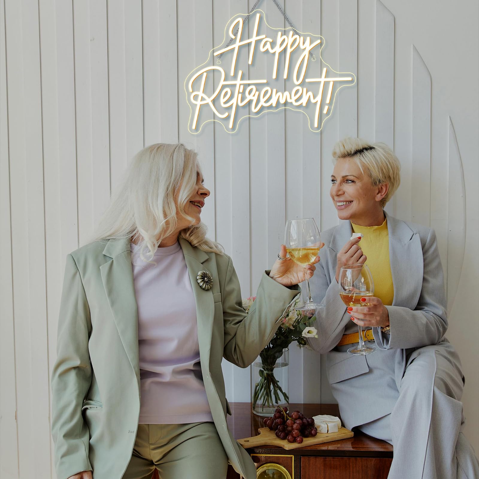 Looklight Happy Retirement Neon Sign Dimmable Neon Signs For Wall Decor Led Lights For Birthday Party Room Bedroom Decoration Celebrating Retirement Gifts Usb Powered 16.54X12.09In