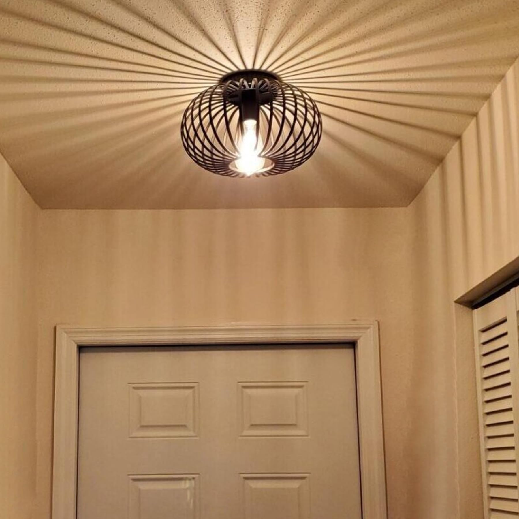 riomasee Industrial Semi-Flush Mount Ceiling Light, Black Metal, 30cm, Model RM001-21 for Kitchen, Bedroom, Hallway, Dining Room