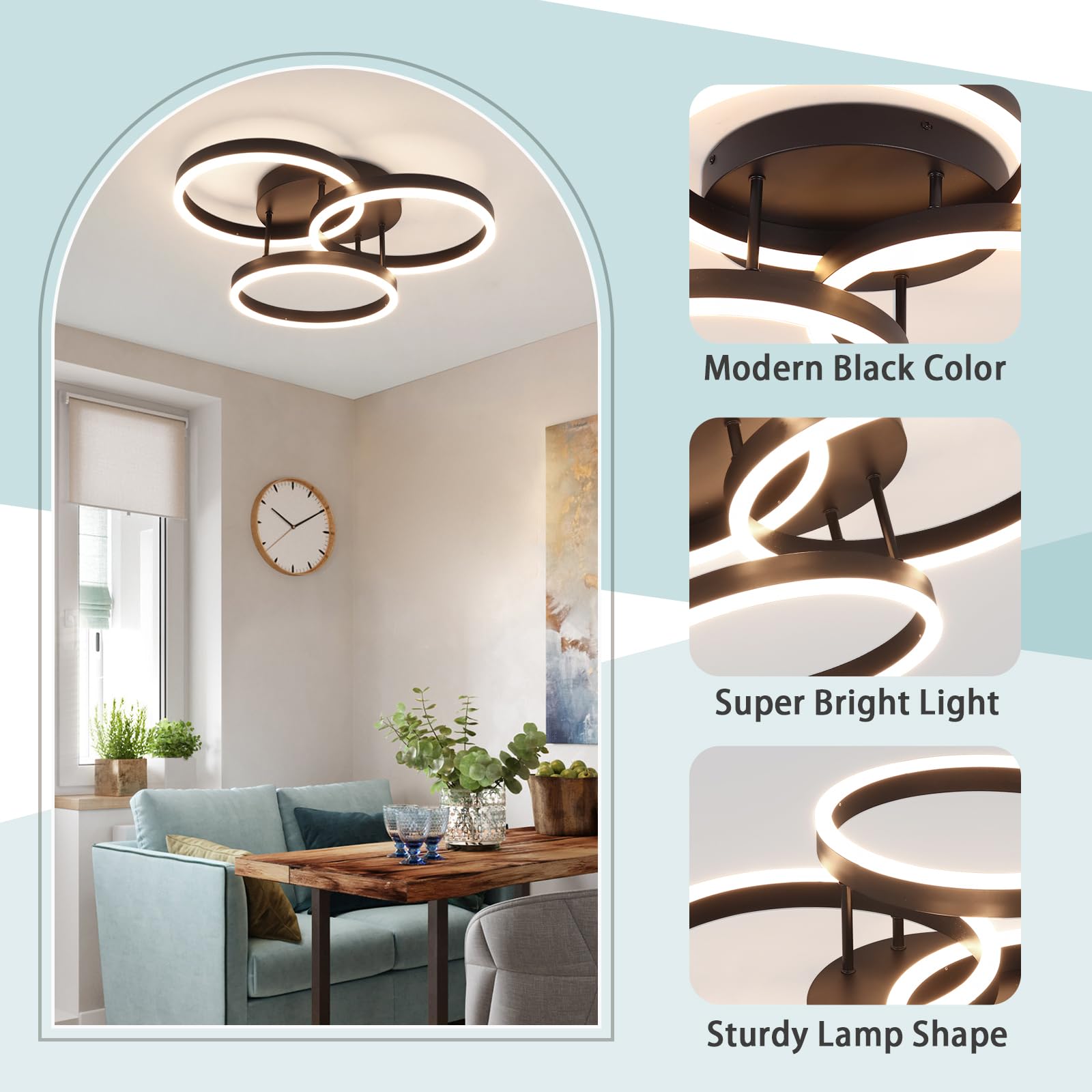 Adisun Led Modern Ceiling Light Fixture,48W Large Flush Mount Ceiling Lights For Living Room,Modern Ceiling Lamps For Living Roo