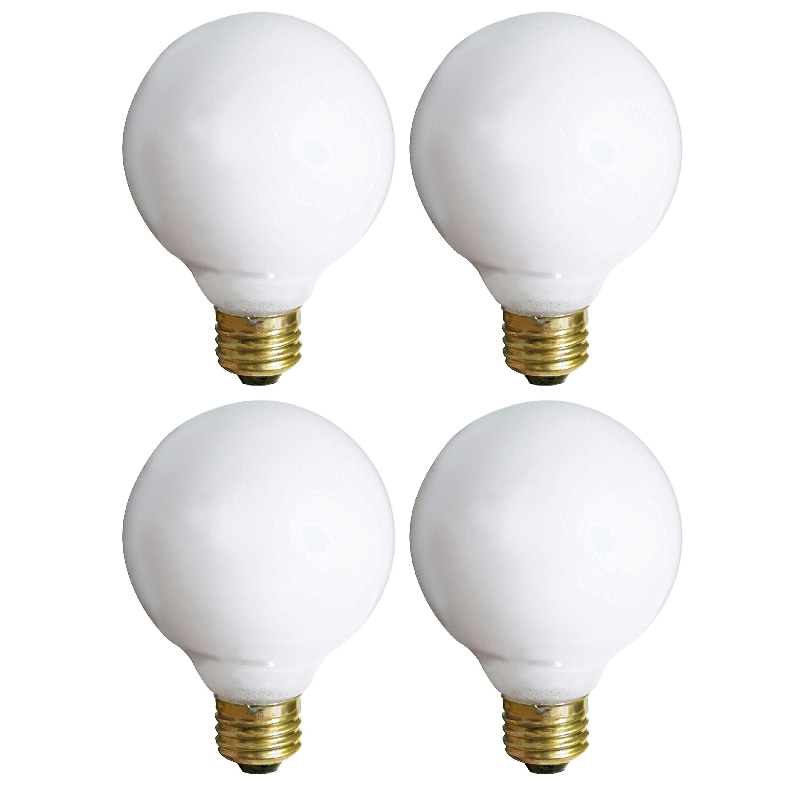 KOR G25 Incandescent Light Bulb 2700K Soft Light Dimmable 4 Pack White Finish 25-Watt