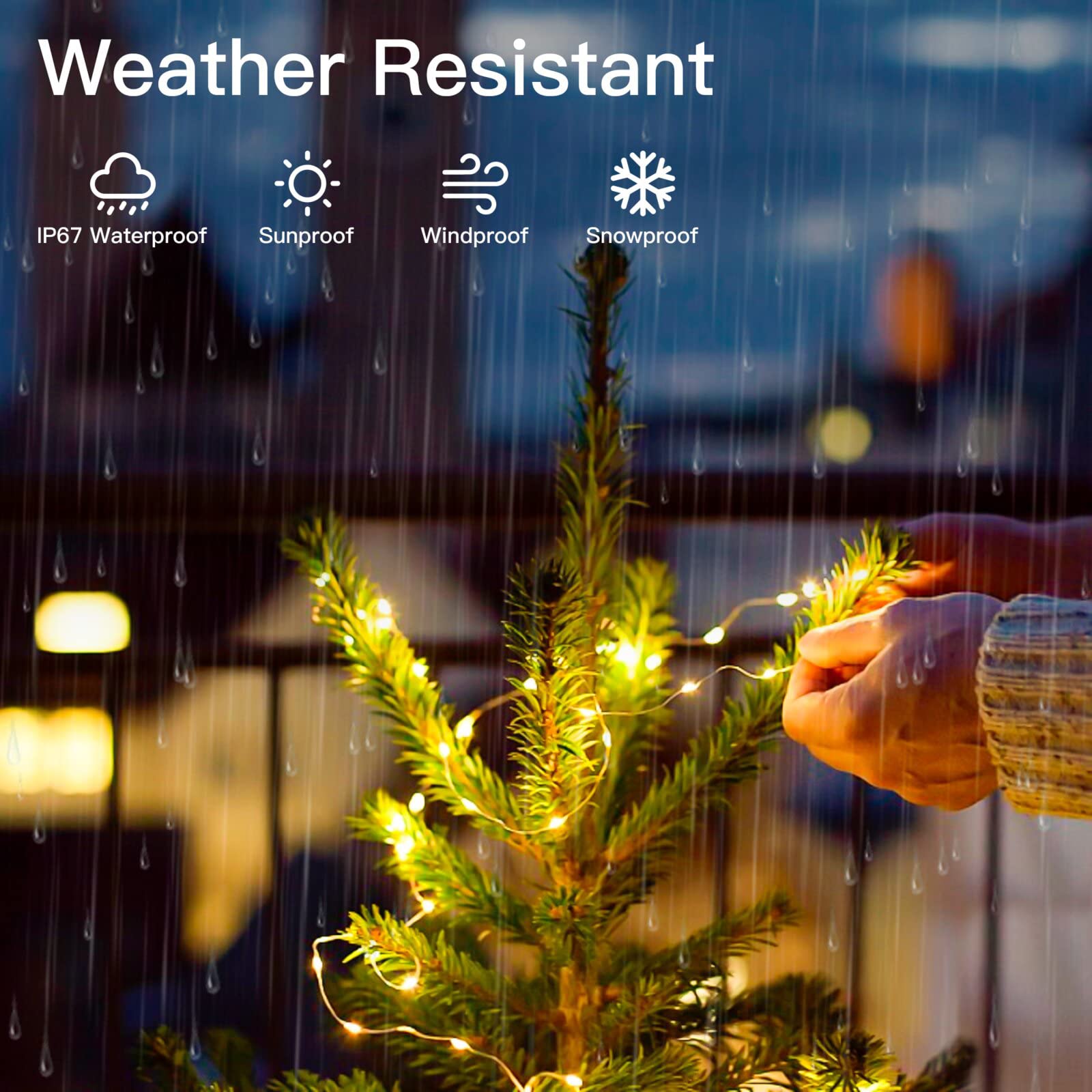 Homemory Fairy Lights 33 Ft 100 LED Battery Operated Waterproof Warm White HXD10MNBT2 for Christmas Wedding Outdoor Decor