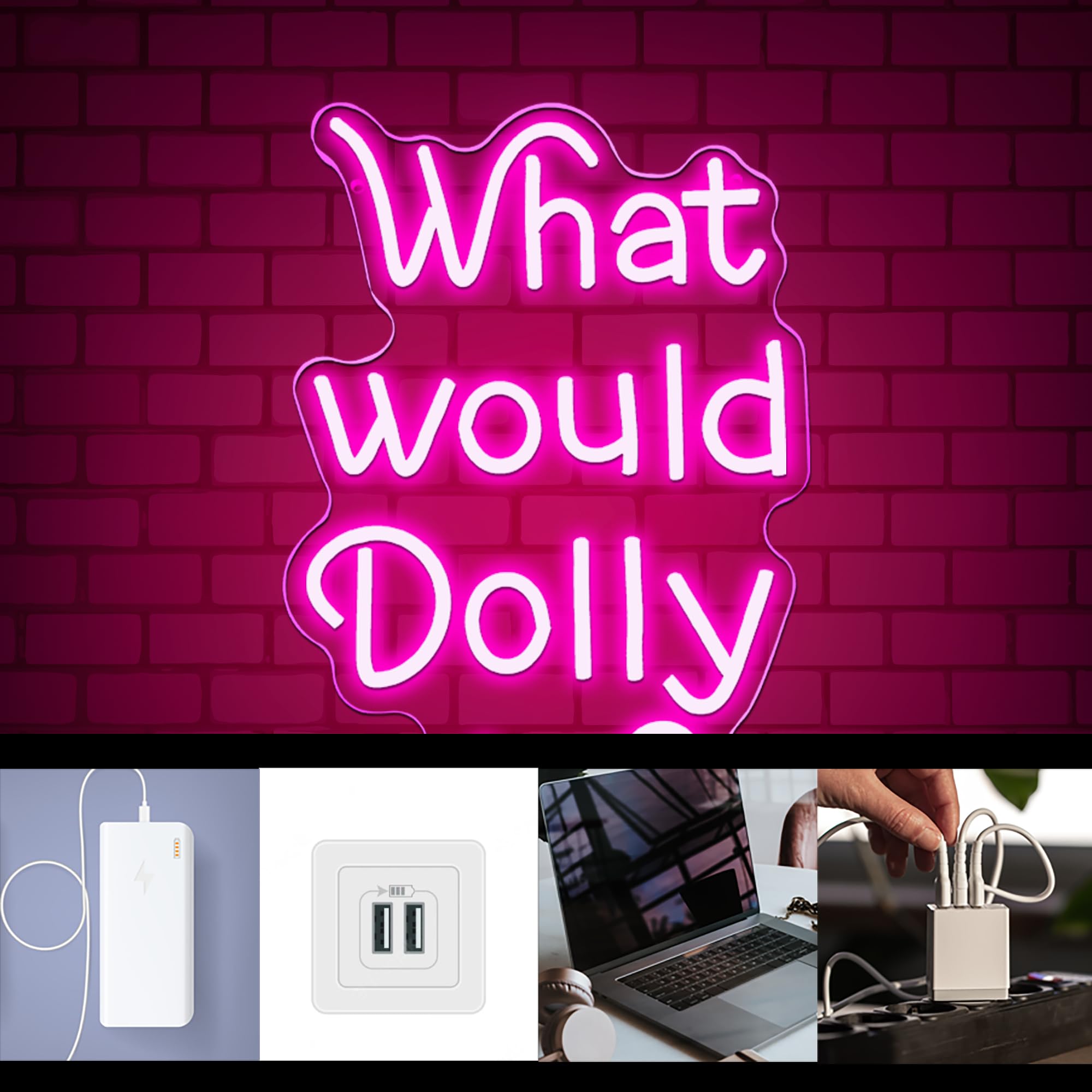Dracey Neon Sign - What Would Dolly Do? Cowboy Quote Light, USB Powered, 9.8"x15.7", Acrylic, Dolly Do Color, Perfect for Country Music Lovers