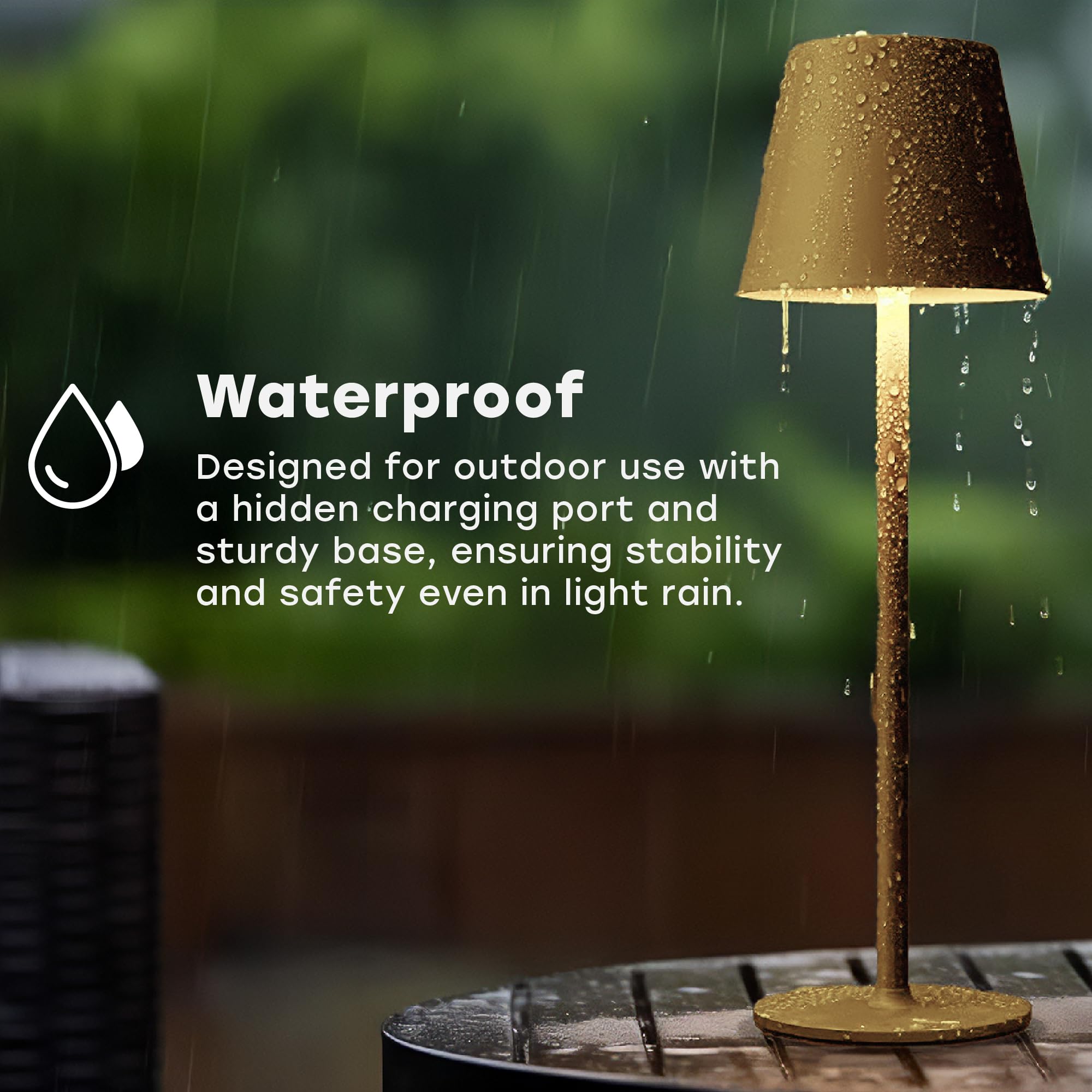 CASABOLA Cordless Table Lamp, LED, 5200mAh Battery, 3 Color Dimming, 4.5inD x 4.2inW x 15inH, Gold,