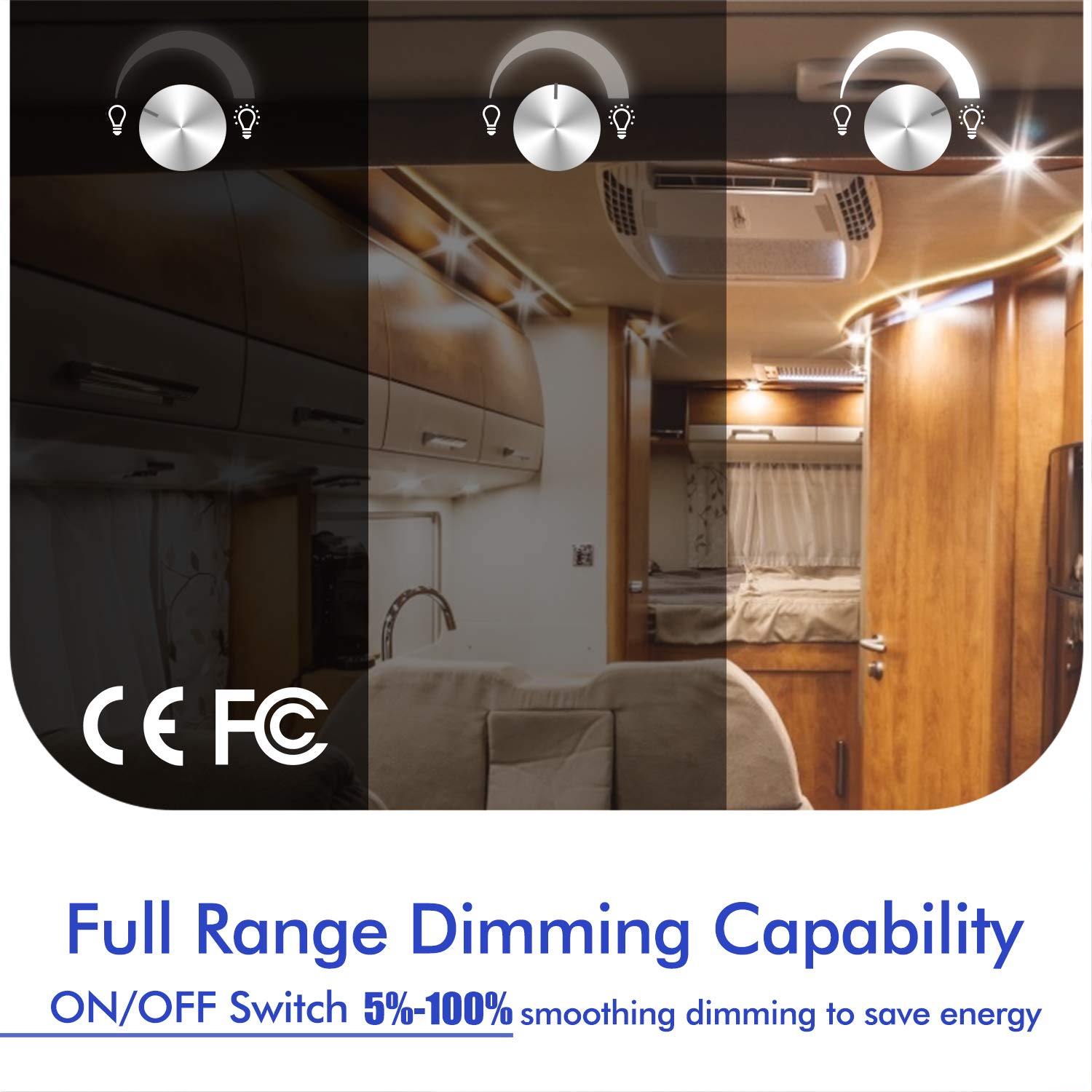 ALOVECO 12V DC Dimmer Switch PWM for LED Lights, Aluminum Housing, Black, Model CG008JABC, Ideal for RV, Marine, and Auto Lighting