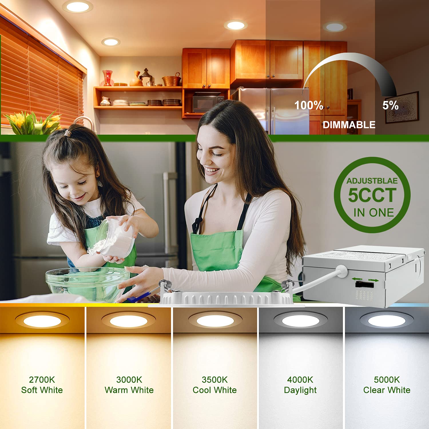 zouzai 12 Pack Ultra-Thin LED Recessed Ceiling Lights, 4 Inch, 5CCT, Dimmable, ETL Certified, Model LBT-SRPL-09
