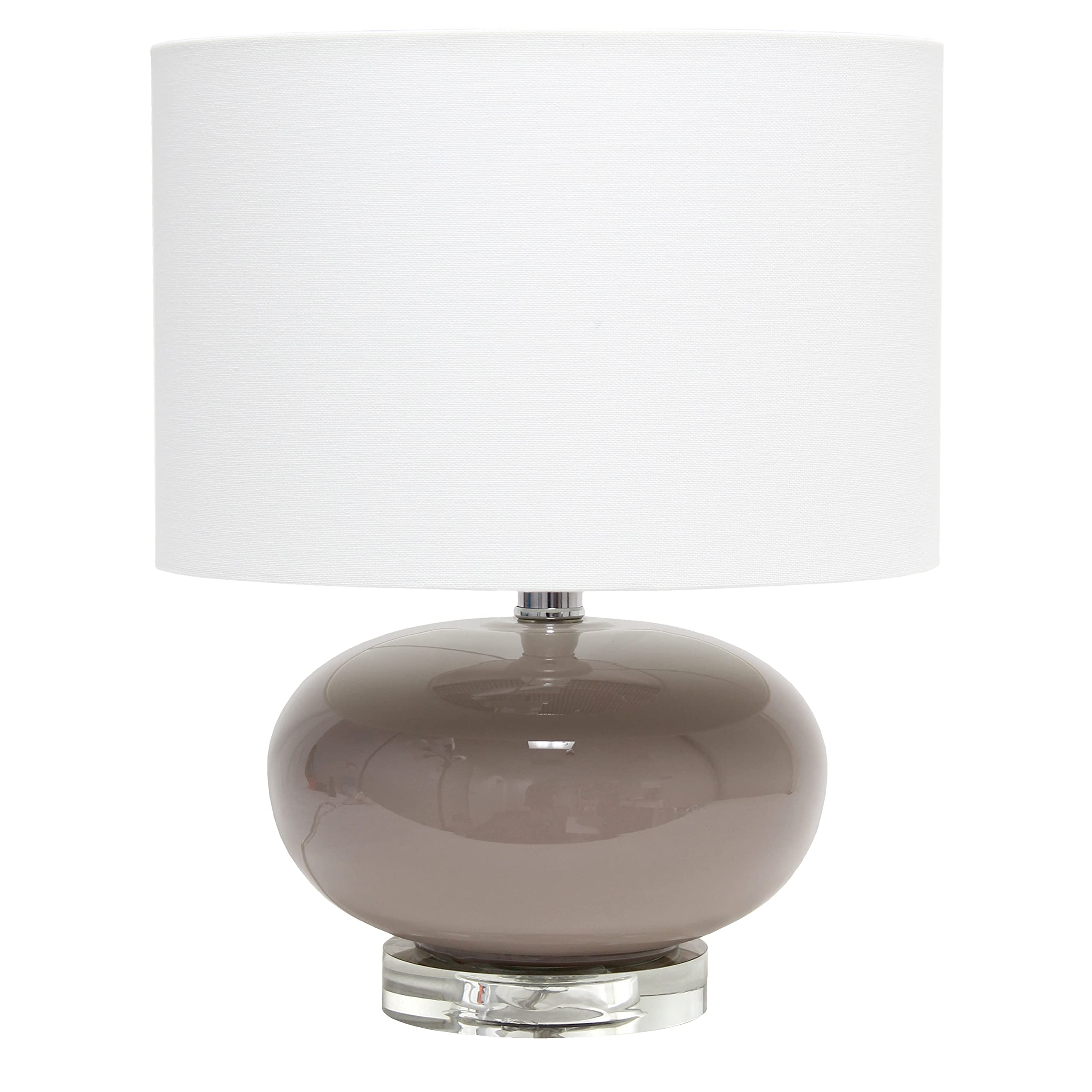 Elegant Designs LT1127-GRY Ceramic Table Lamp - 15.25in Modern Gray with White Fabric Shade