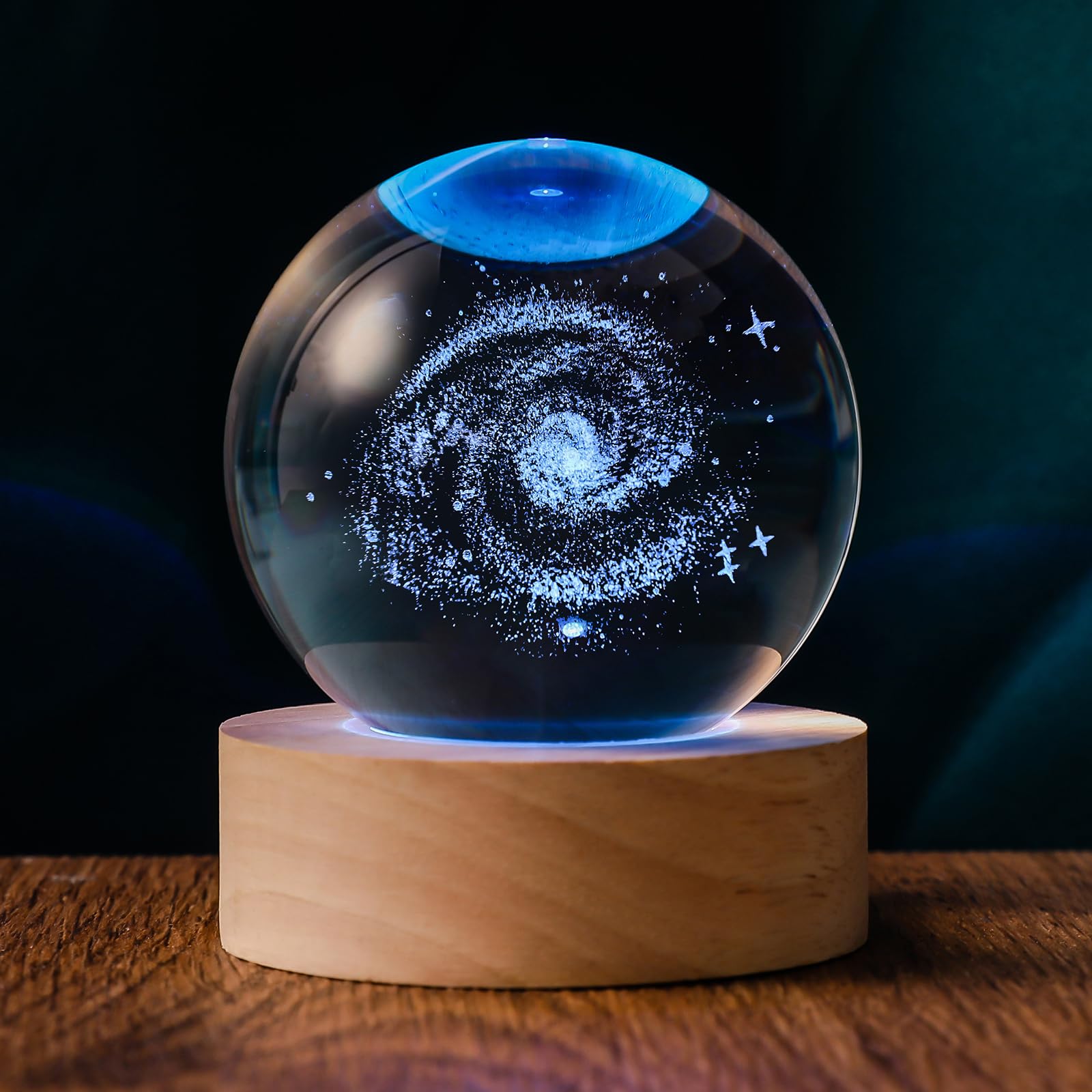 QIANRUNA 3D Galaxy 60mm Crystal Ball Astronomy Universe Gifts 3D Galaxy Crystal Globe Science Space Themed Physics Gifts Night L