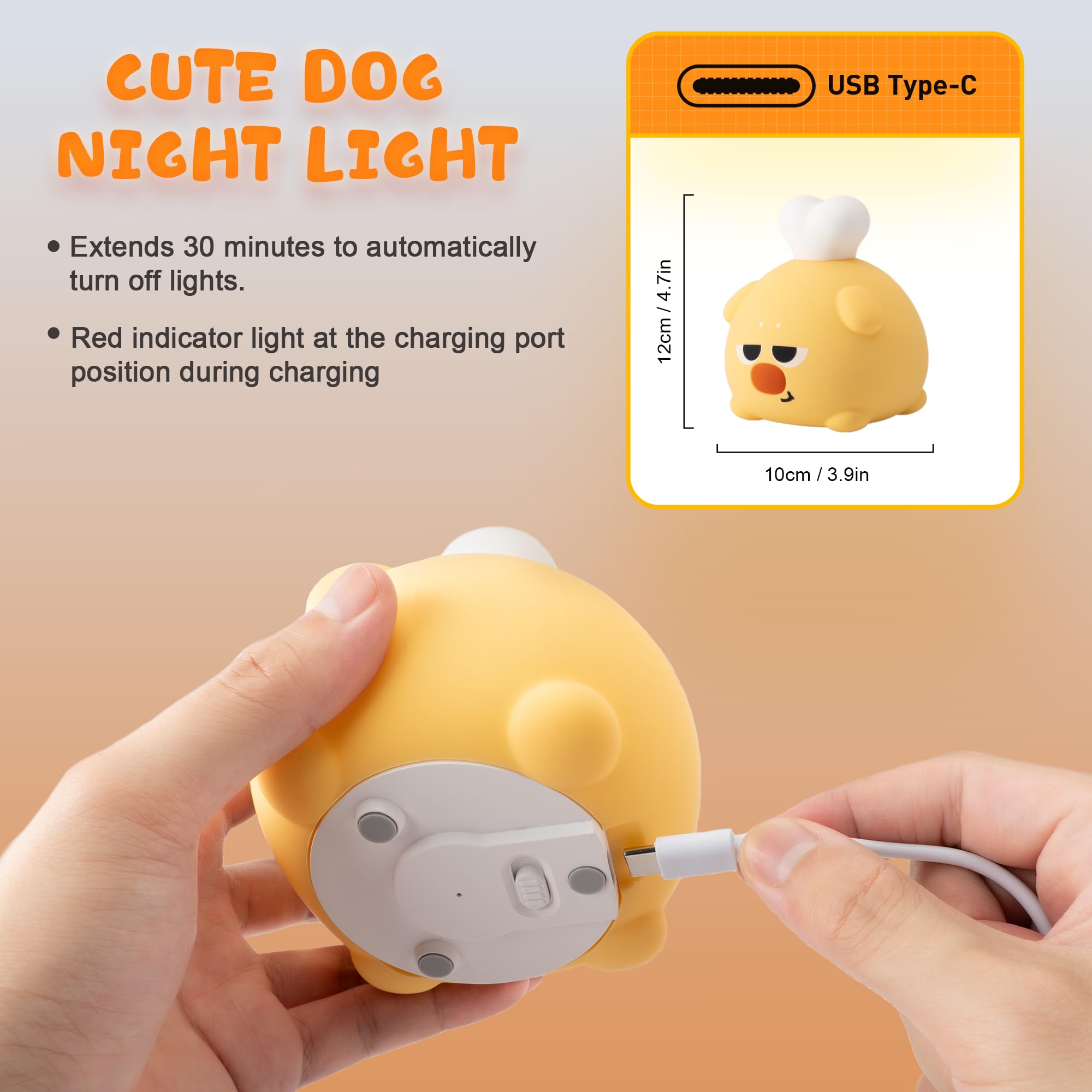 UNEEDE Reindeer Silicone Night Light for Kids, Cute Christmas Gift, Warm Yellow LED Light, Soft Touch, USB Rechargeable, 90-Day