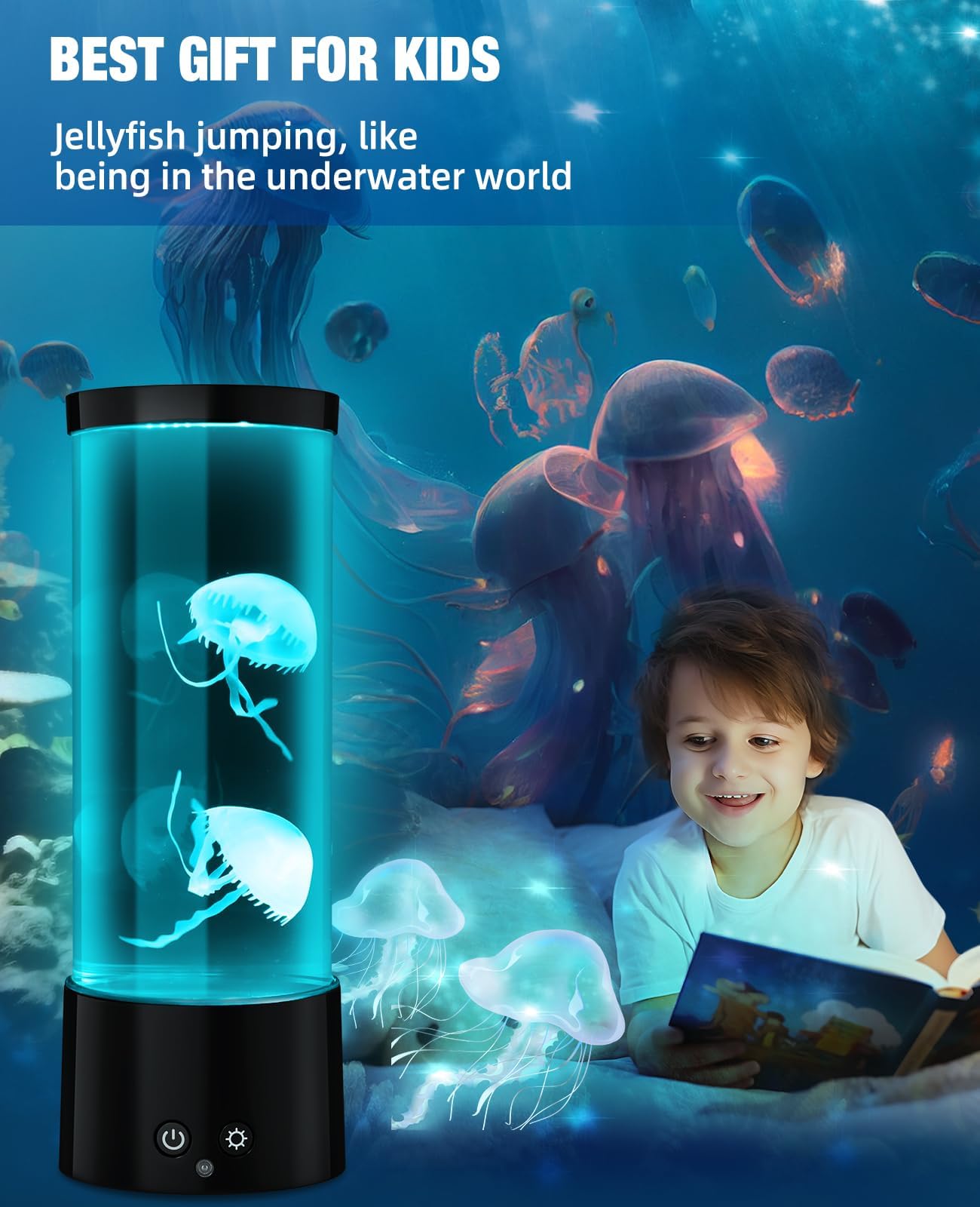 Guardwee Jellyfish Lamp With 17 Light Effects - Mood Table Lamp Night Light With Remote, Jelly Fish Tank Aquarium For Living Roo
