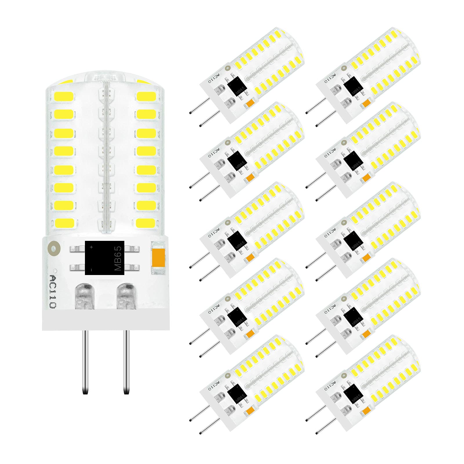 Tianzhilansky Pack 10 G4 Led Bulb Dimmable 110V 120V 2.6W 280 Lumens 64Pcs Silicone Lamp Equivalent To 20W Halogen Bulb Replacem