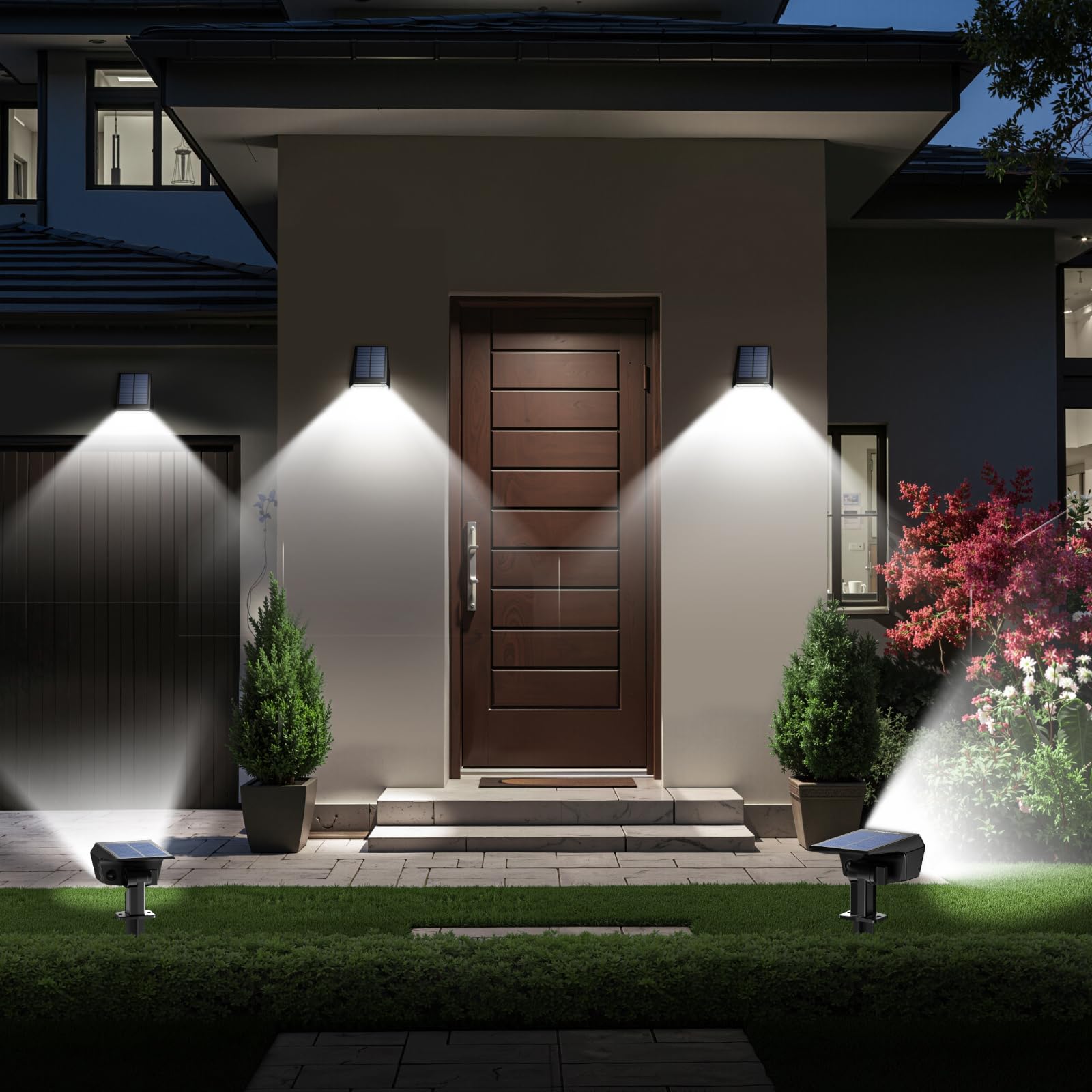 TECKNET Spot Lights Outdoor with 59 LED, 8 Pack Solar Lights Waterproof IP65, Auto On/Off Solar Spot Lights Outdoor, 3 Lighting