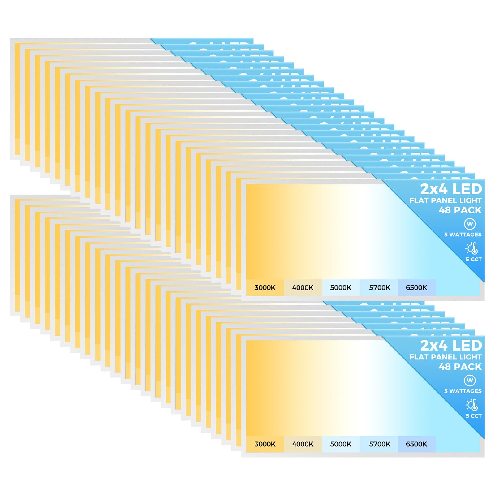 Aikvsxer 48 Pack 2X4 Led Flat Panel Light, Bright 9100Lm Led Flush Mount Ceiling Light Fixtures,Dimmable,120-277V,Switchable 5Cc