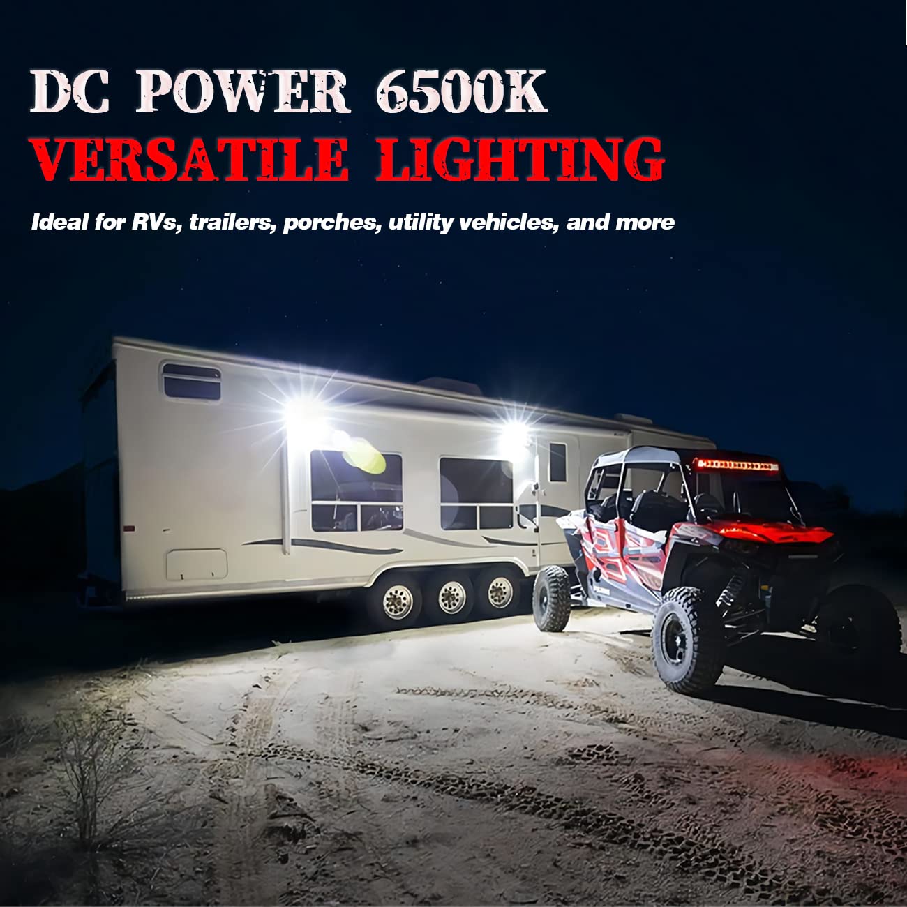 Chelhead RV Porch Light, 12V LED Aluminum, Low Current, White Light-Black Housing, Model CHEL-RV-L01