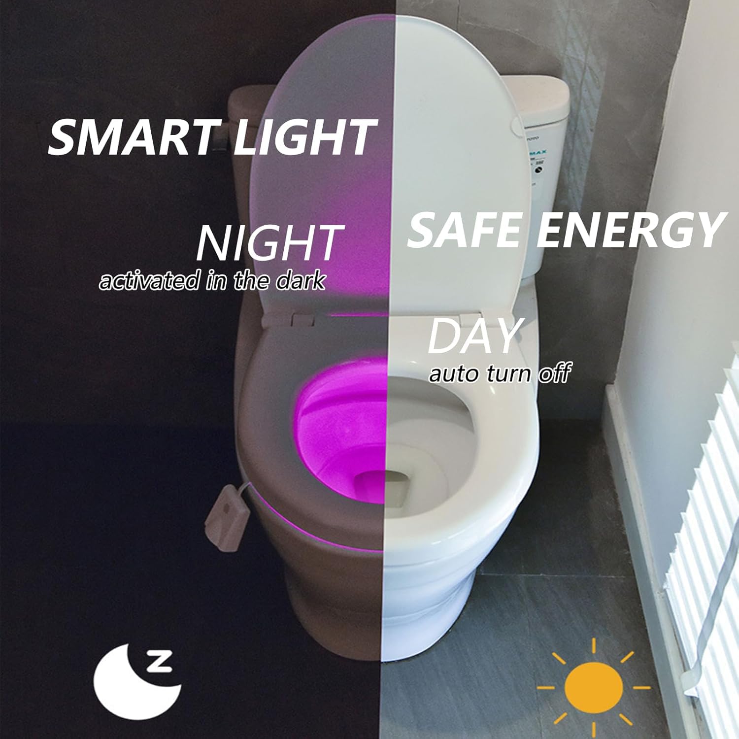 Toilet Light Motion Sensor  16 Colors Changing Rechargable Led Night Light With Star Projection Light  Toilet Bowl Night Light For Bathroom  Funny Gift For Family And Friends (2)