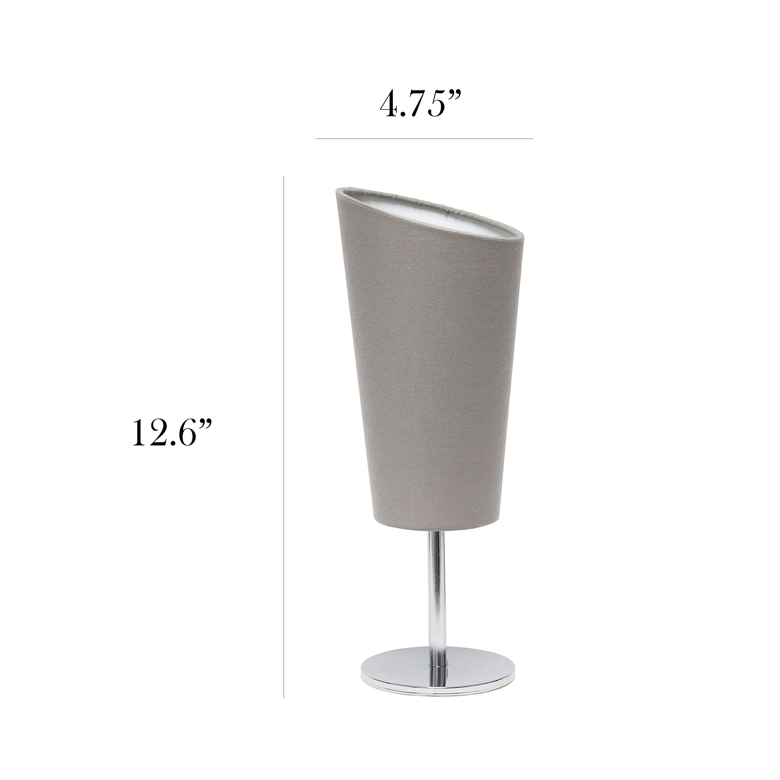 Simple Designs Lt2061-Gry Mini Table Lamp, Gray Fabric Shade, Metal, 4.75X4.75X12.6