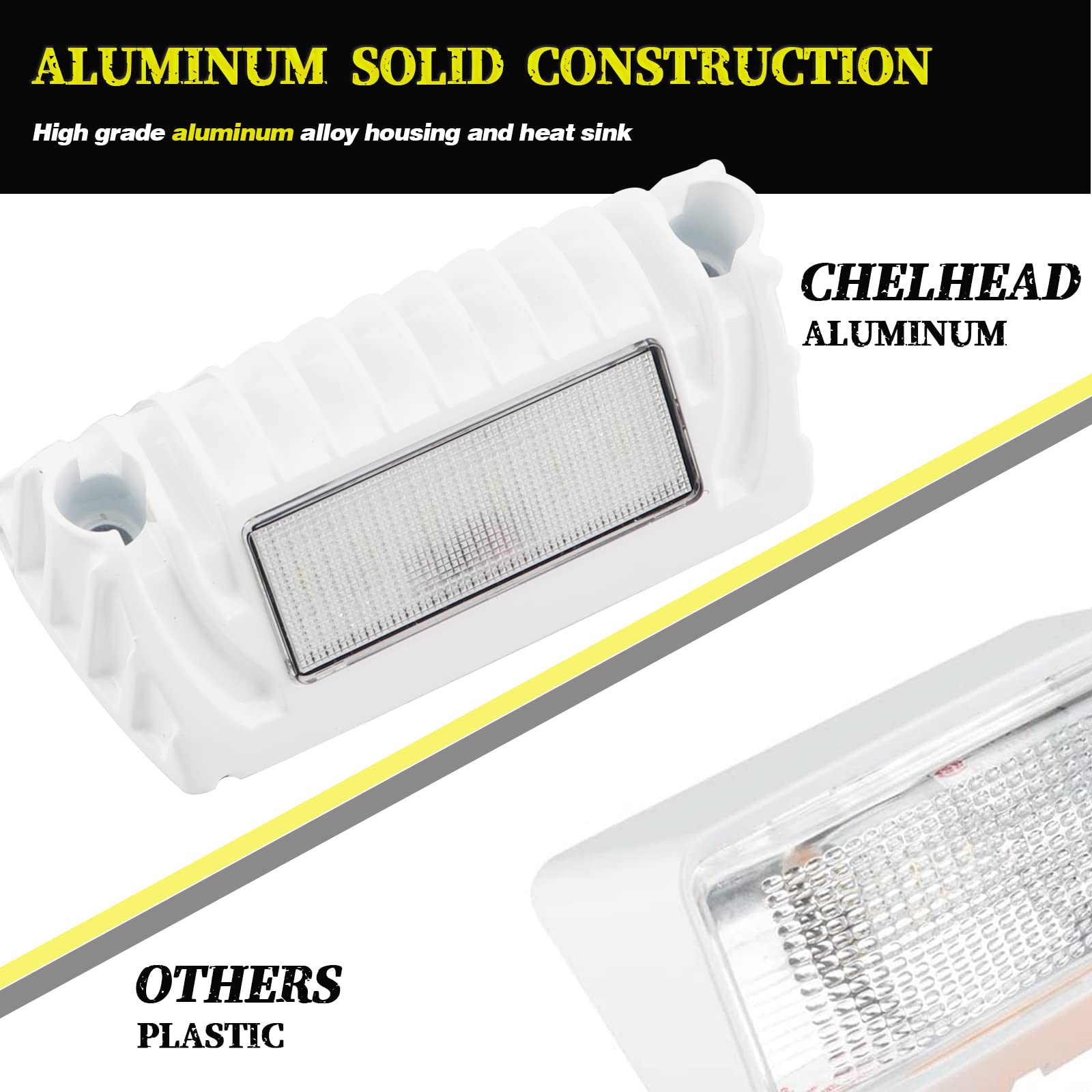 Chelhead Rv Porch Light White Aluminum Base 12V Dc Rv Exterior Led Lighting Outside Lights Compatible With Rv Camper Trailers Porches Towing 5Th Wheels Utility Vehicles Boat