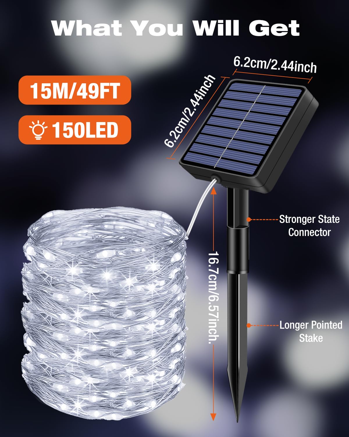 Bitjam 3 Pack Solar Fairy Lights For Outside Waterproof  49Ft/15M 150Led Solar String Light Outdoor 8 Modes Solar Twinkle Lights For Garden Yard Christmas Tree Wedding Party Decor  Cool White
