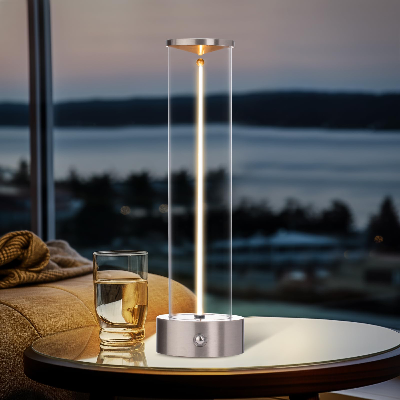 baishezhuan Rechargeable Cordless LED Table Lamps Touch Sensor Light, 3-Levels Portable Dimming Wireless Battery Operated Lamp,N