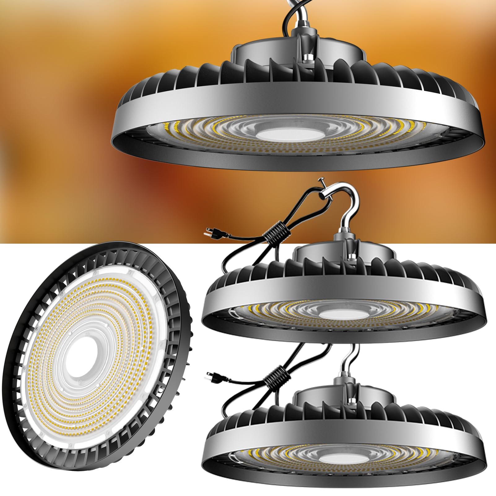 Lightdot 500W LED High Bay Light Fixtures 75000lm (Eqv.2000W MH/HPS) High Bay LED Lights, 5000K Daylight AC100-277V UFO Light fo