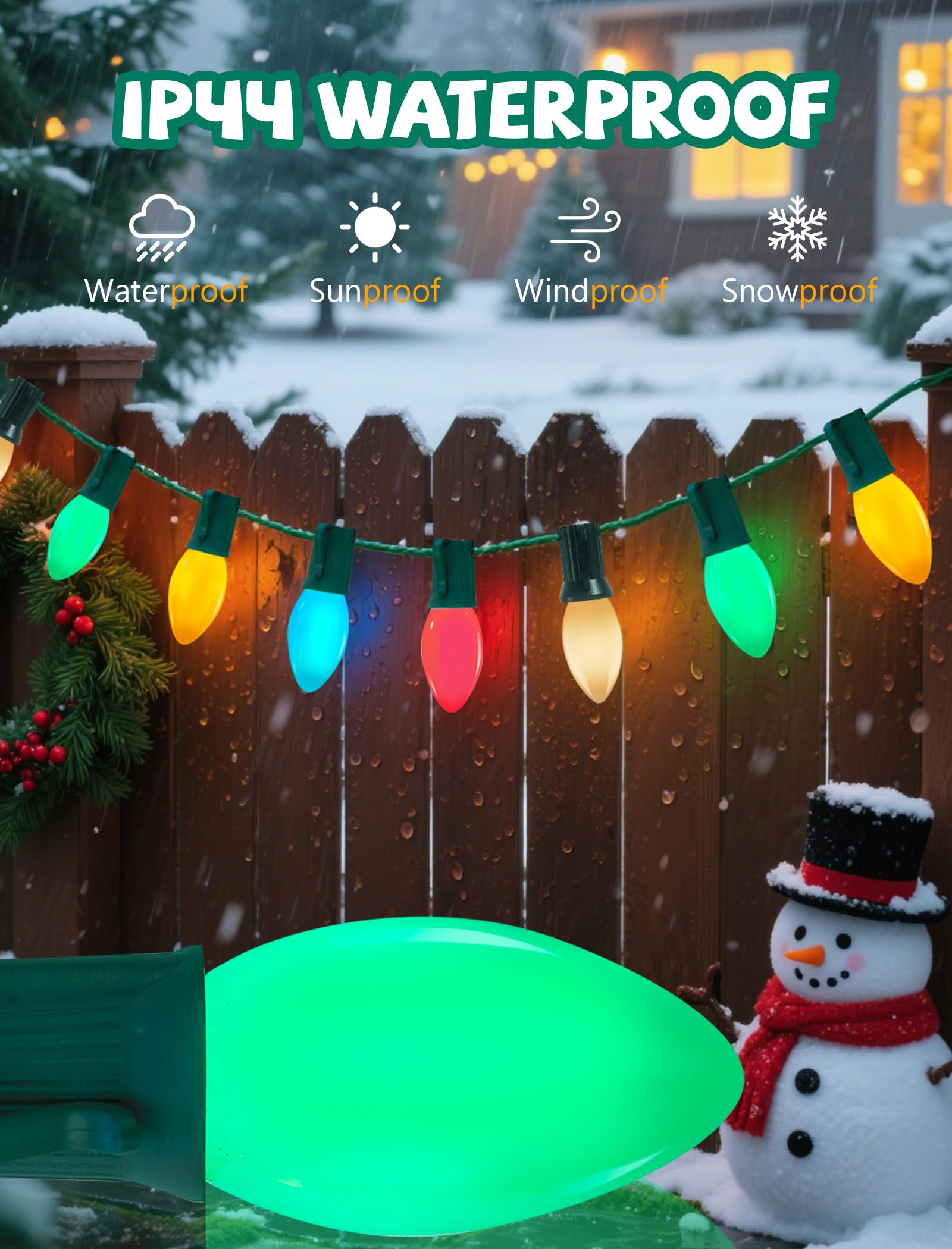 50 Pack C9 Multicolor Christmas Light Bulbs  Ceramic 7W Incandescent Bulbs For Outdoor Christmas String Lights  C9 Replacement Night Bulbs For Party Patio Holiday Xmas Decor  E17 Intermediate Base