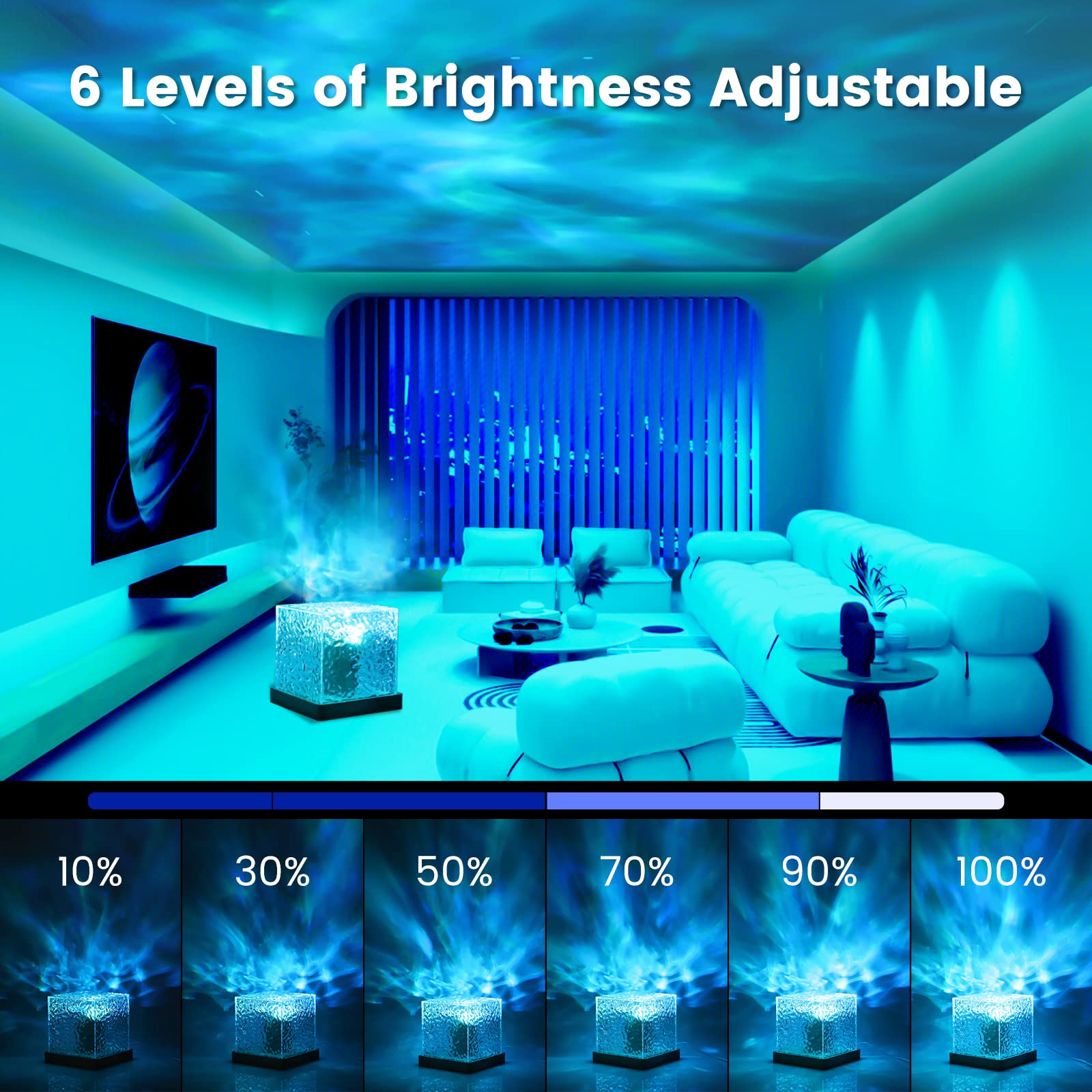 JIAWEN Galaxy Projector Light - 16 Color LED Night Light, 30 Modes, Northern Lights & Ocean Waves, Model JIAWEN-Night Light Projector-US