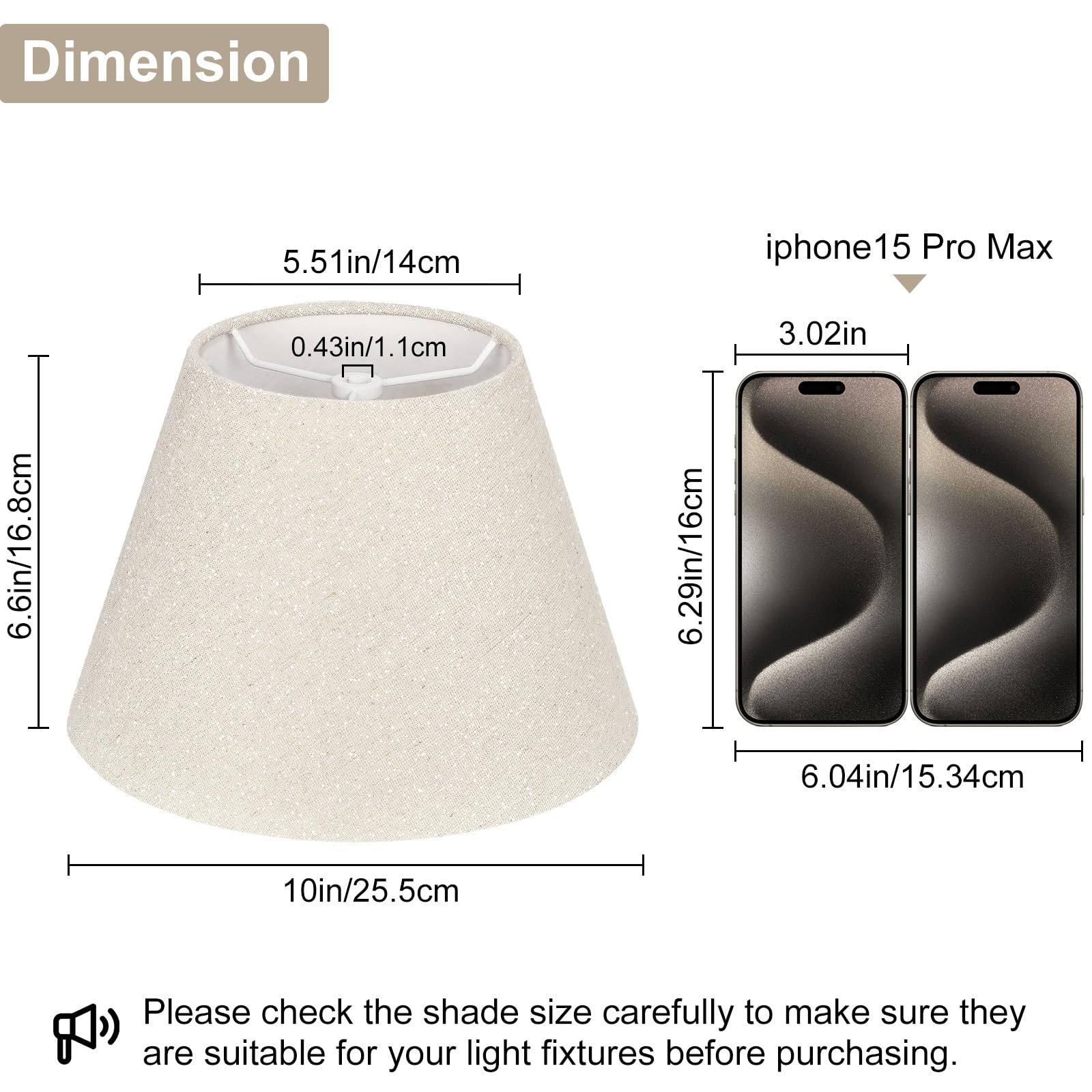 Small Lamp Shades Set Of 2, Beige With Silver Thread Lamp Shade, 5.5'' Top X 10'' Bottom X 6.6'' High, Glitter Linen Lamp Shades