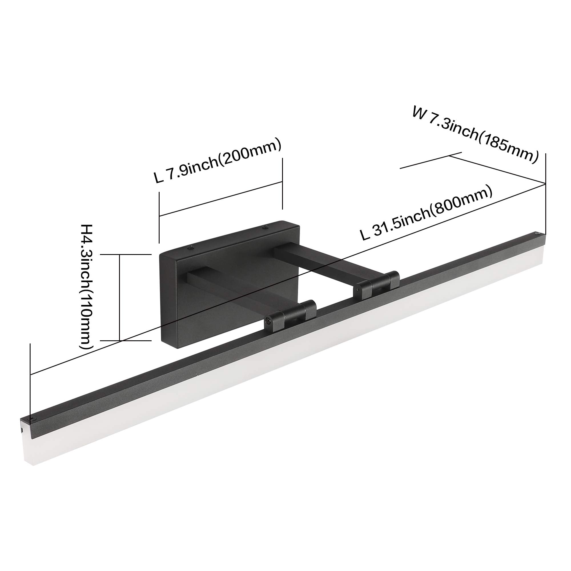 Solfart Black Modern Bathroom Lights Over Mirror 31.5 Inch Vanity Lighting Wall Mounted 8778-Nd