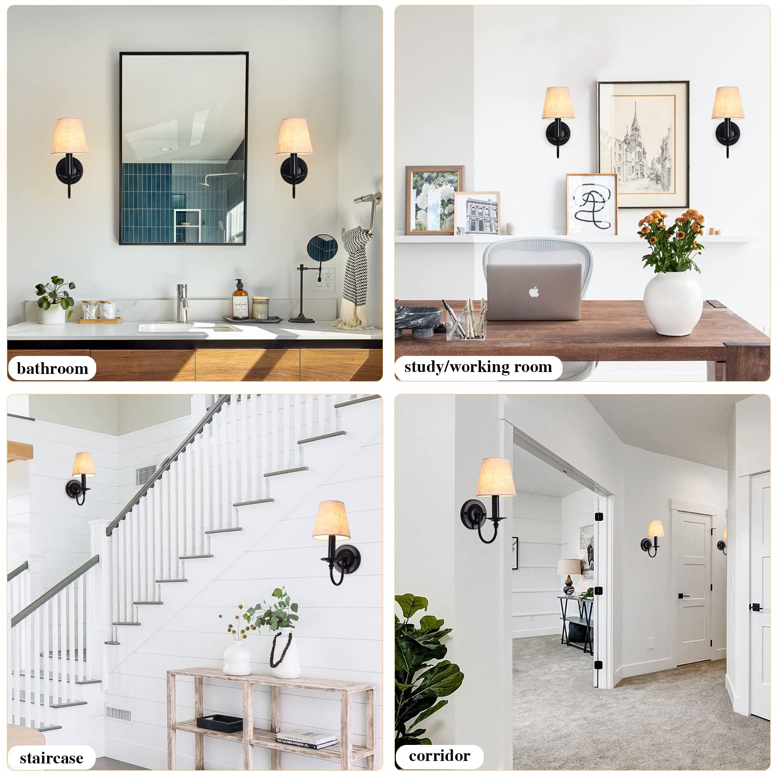 Lasenchoo Black Wall Sconces - Modern Industrial Candle Lighting For Bedroom & Living Room, 2 Pack