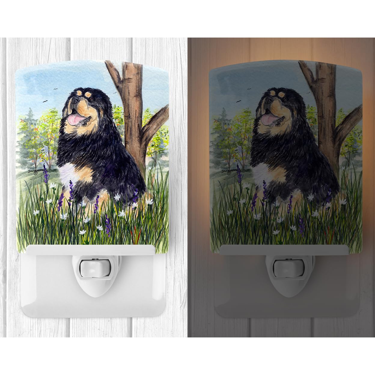 Caroline'S Treasures Ss8106Cnl Tibetan Mastiff Ceramic Night Light Compact, Ul-Certified, Ideal For Bedroom, Bathroom, Nursery, Hallway, Kitchen, 6X4X3, Multicolor