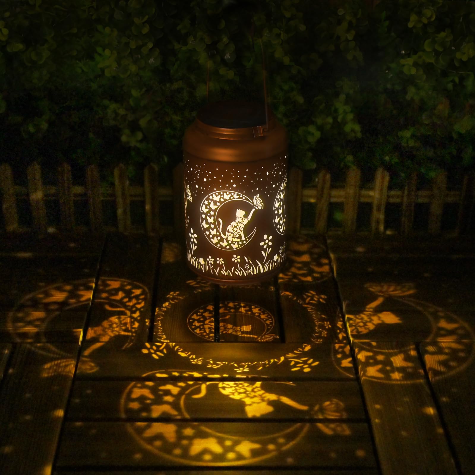 Solar Lanterns Outdoor Waterproof - Cat Garden Decor Birthday Gifts For Women Mom Grandma Hanging Solar Lights Metal Solar Lante