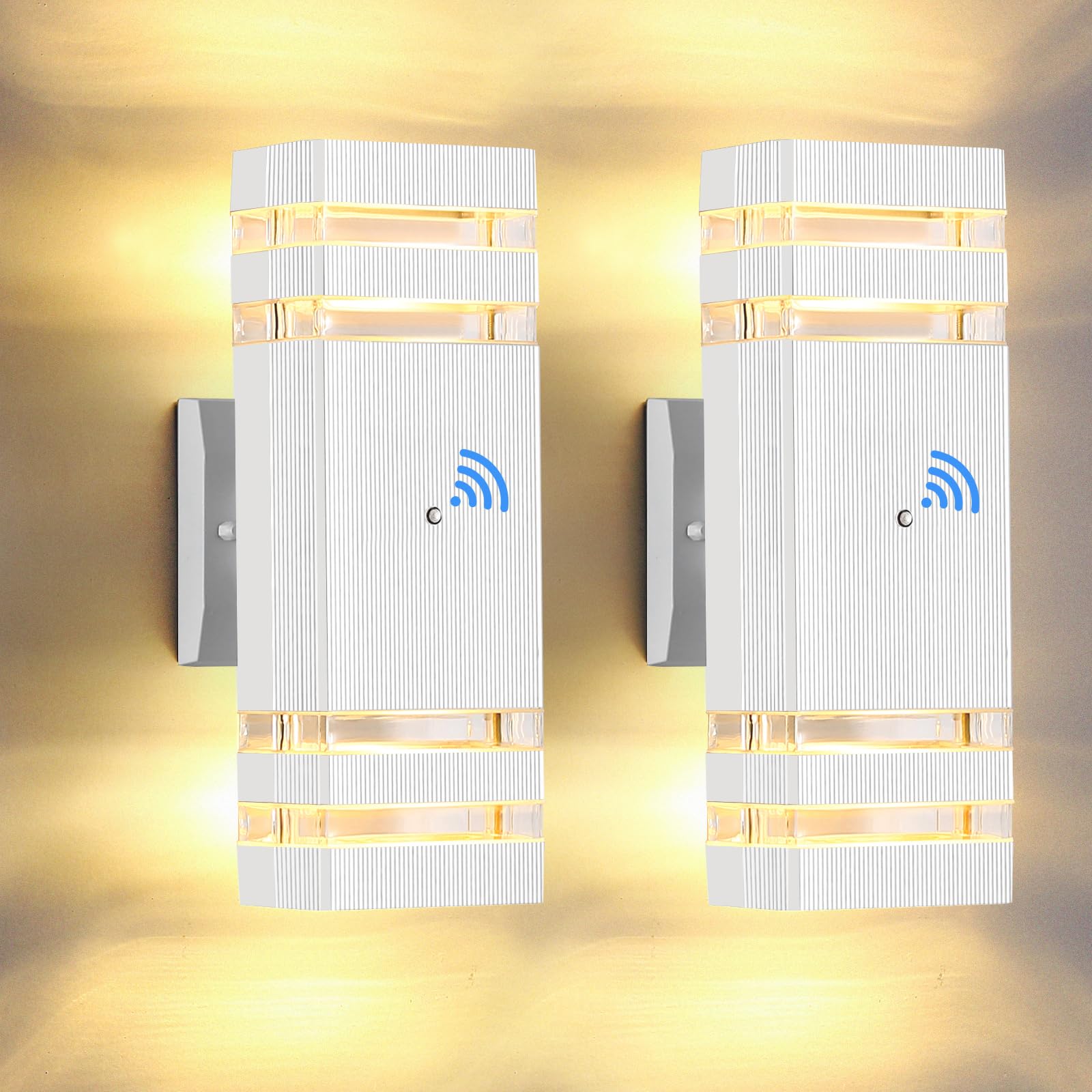 DARIISI Dusk to Dawn Outdoor Wall Lights 2 Pack, Up and Down Porch Lights Outdoor White Wall Light Fixture, Waterproof Exterior 