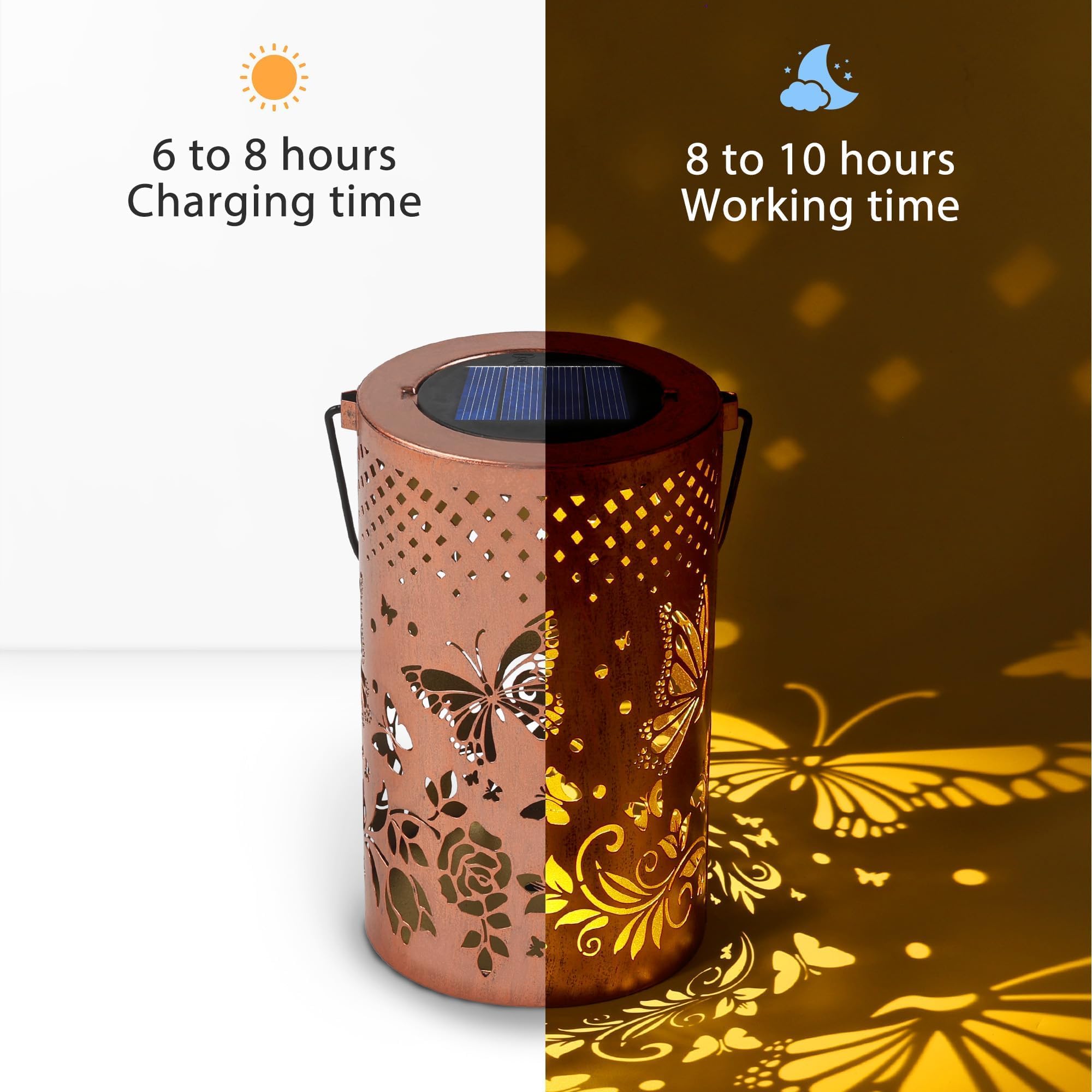 Rumiom Solar Lanterns Outdoor Waterproof, Butterfly Birthday Gifts For Women Men, Hanging Solar Lantern For Yard, Patio, Porch,