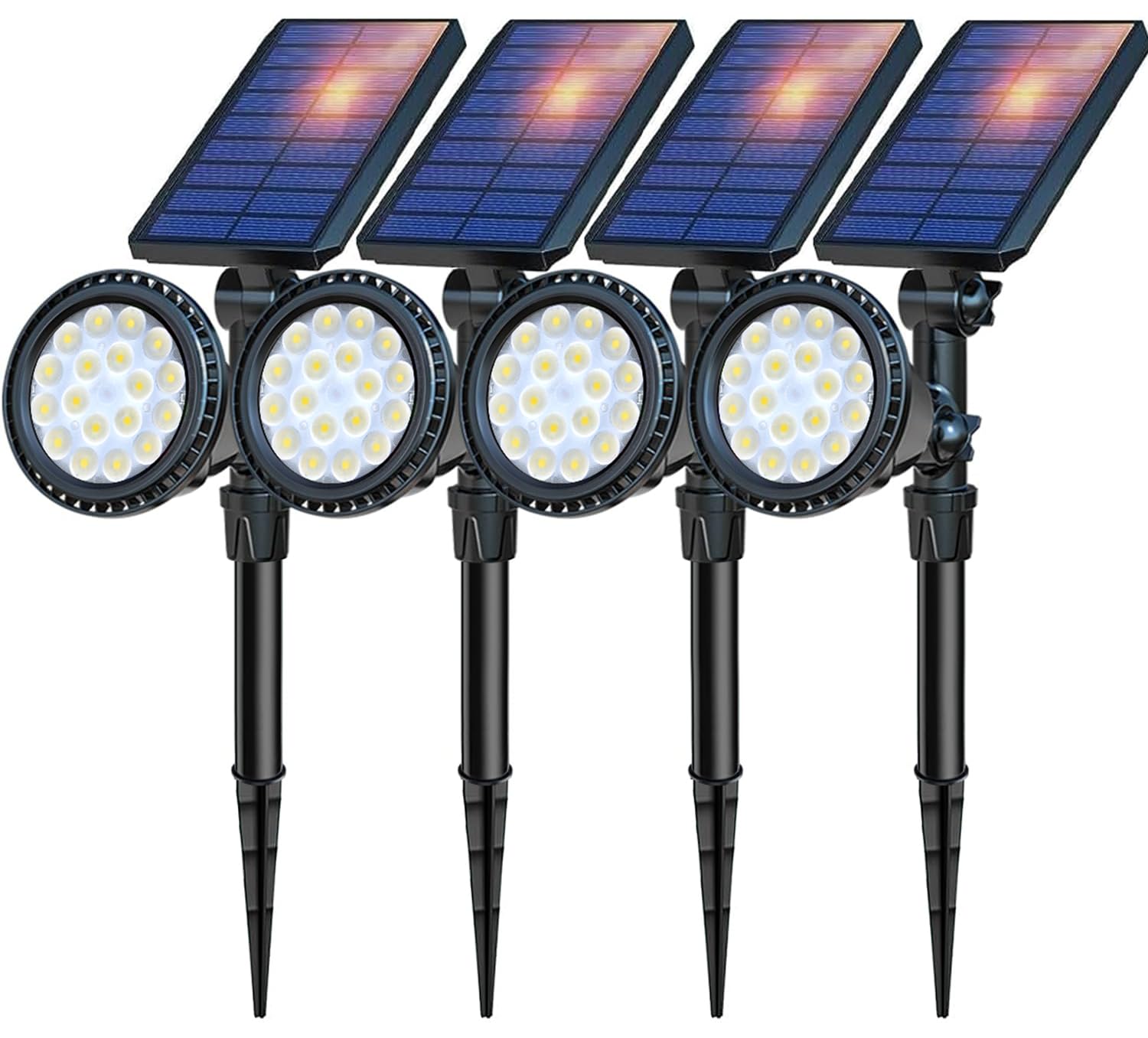 Dbf Solar Landscape Lights, 18 Led Waterproof Outdoor Spotlights, Pack Of 4, Cool White