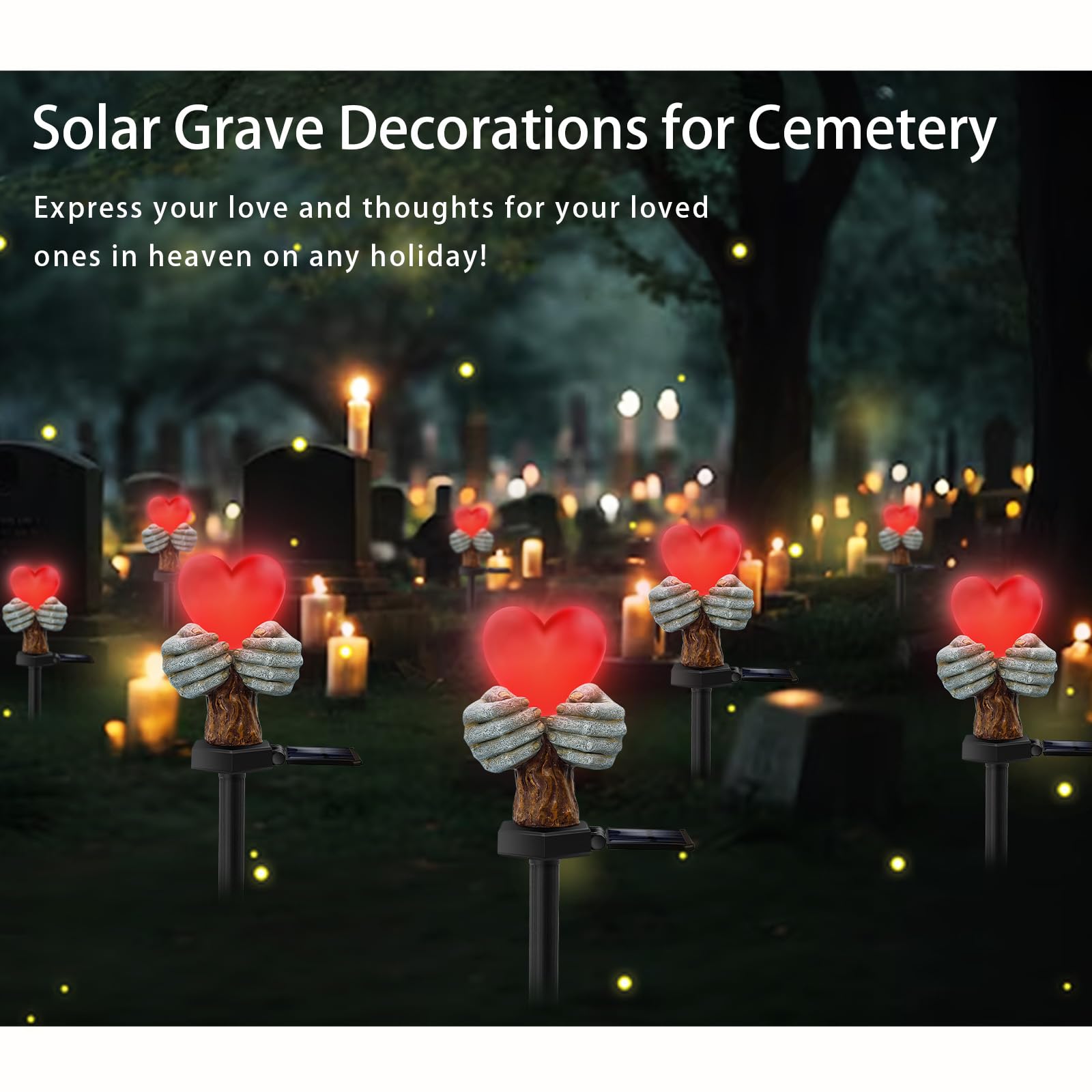 Solar Halloween Lights Outdoor, Solar Love Heart Hands Statue Memorial Gifts For Mom Grandma Loved Ones, Halloween Decorations S