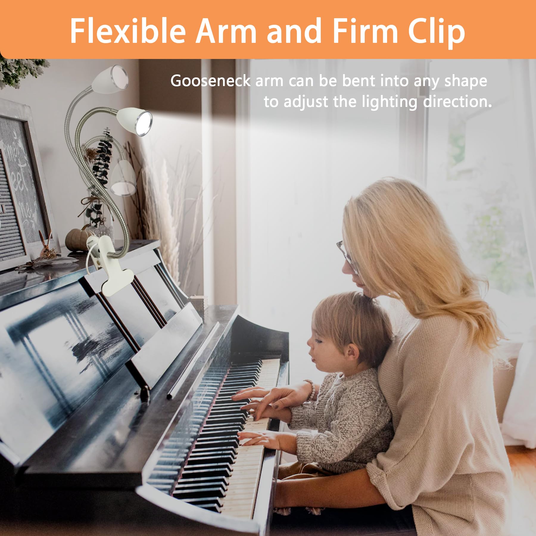 Desk Lamp Eye-Caring Table Lamps, 360?Rotation Gooseneck Clip On Lamp Reading Light, Portable Reading Book Light, Clamp Light, S