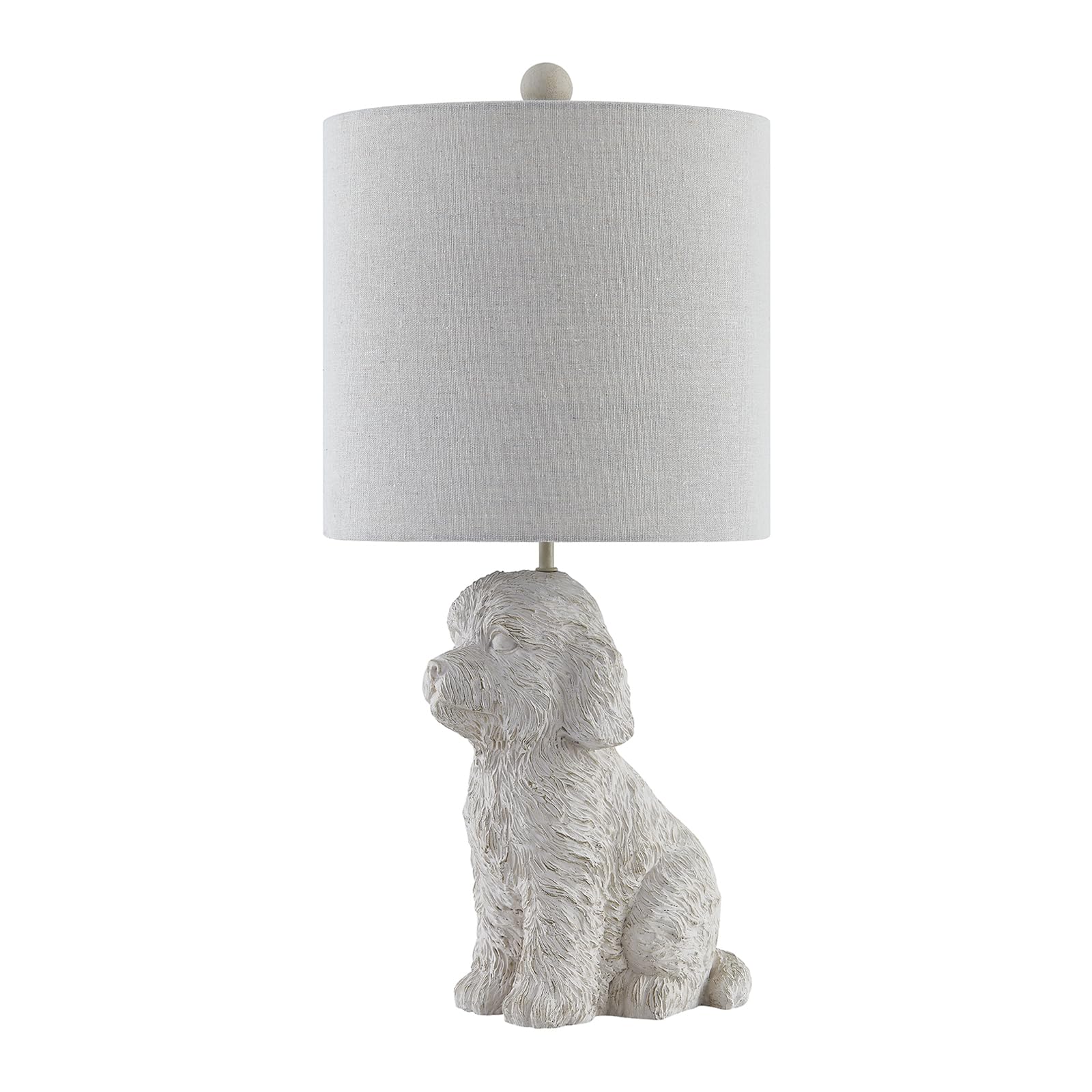 Crestview Collection 24" Golden Doodle Dog Resin Table Lamp, White Linen Shade, Cute Nightstand Lamp for Bedroom, Model EVCBAVP2176