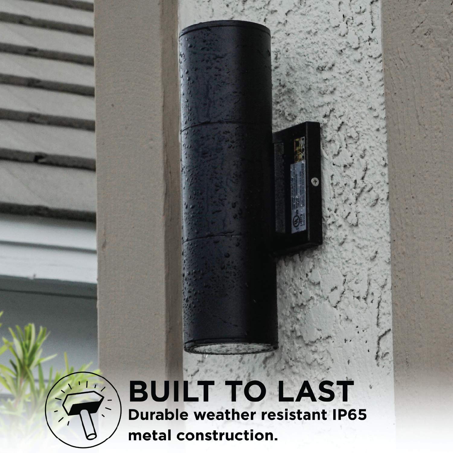 Home Zone Security Led Modern Wall & Porch Sconce Light (2-Set, Black)