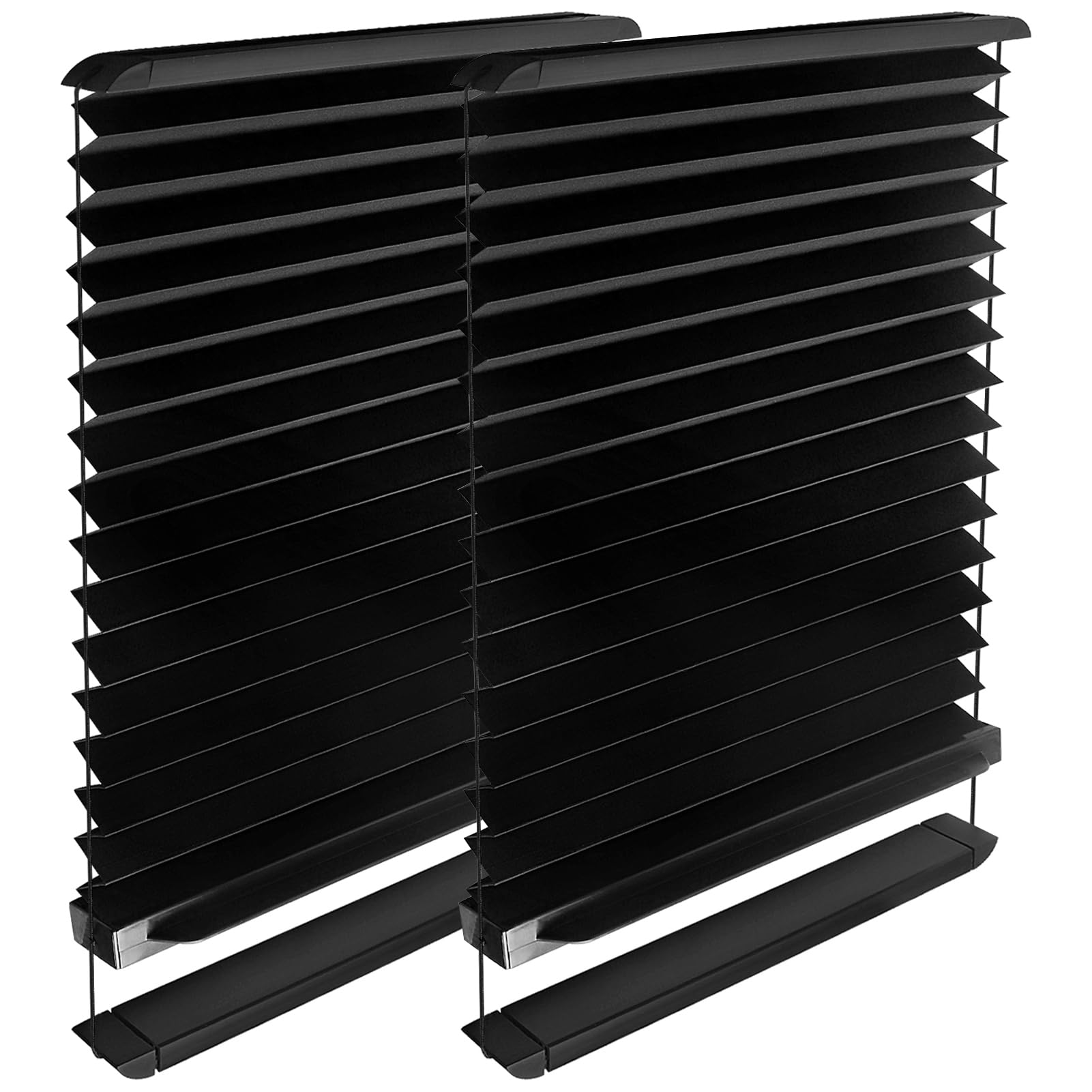 NOVINO RV Thin Pleated Shade Replacement 12in x 21in (2 Pack) Black Compatible with Lippert Prepped Entry Doors
