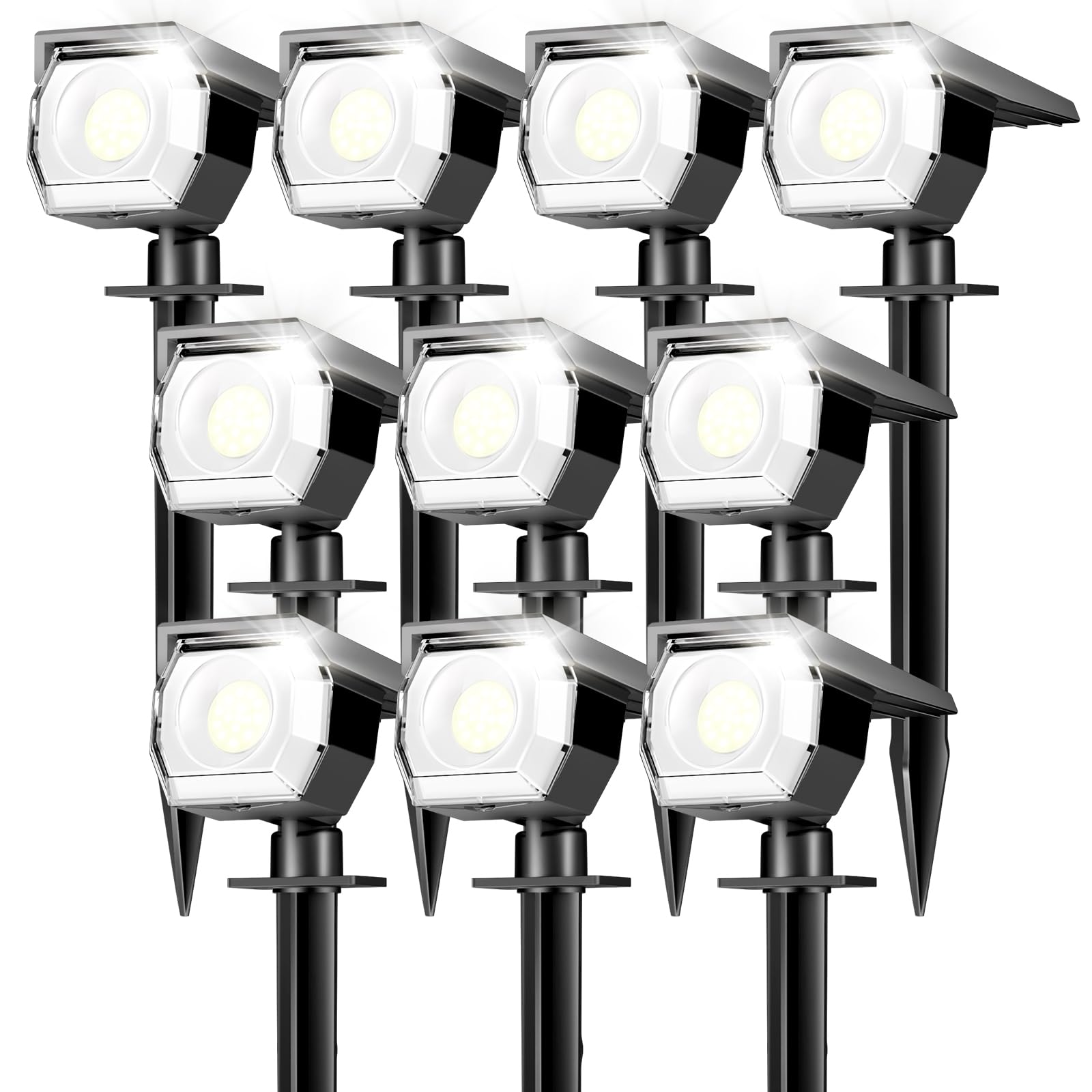 Peasur 10 Pack Solar Lights Outdoor  Spotlights Outdoor Waterproof 3 Modes  2-in-1 Auto On/Off Solar Spot Landscape Lighting Outside for Tree Plants Yard Garden Pathway
