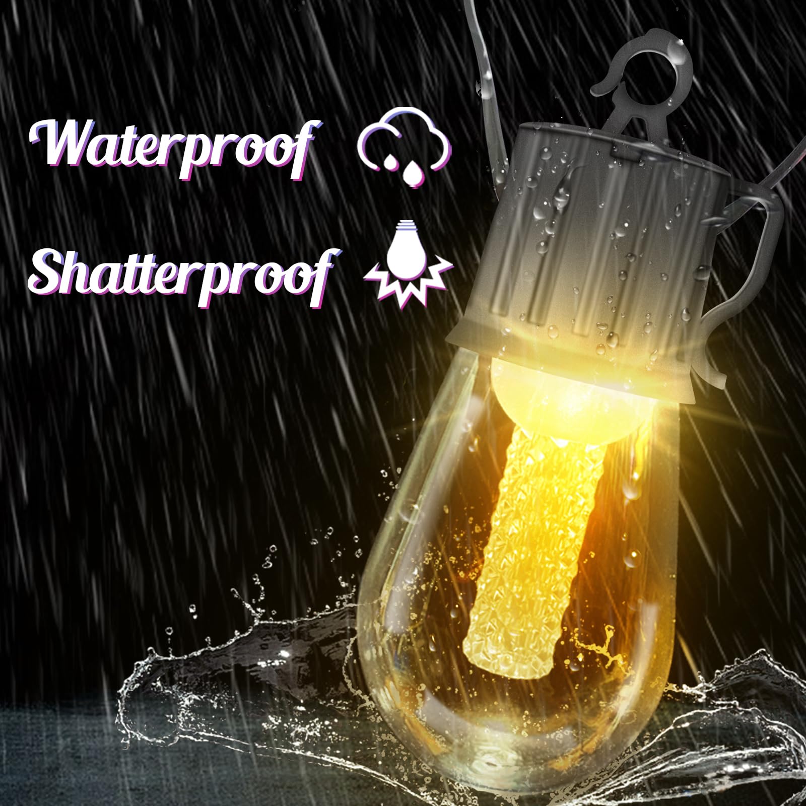 Avatar Controls 50Ft Solar String Lights - Warm & Rgb, 25 Edison Lights, 8 Modes, Waterproof