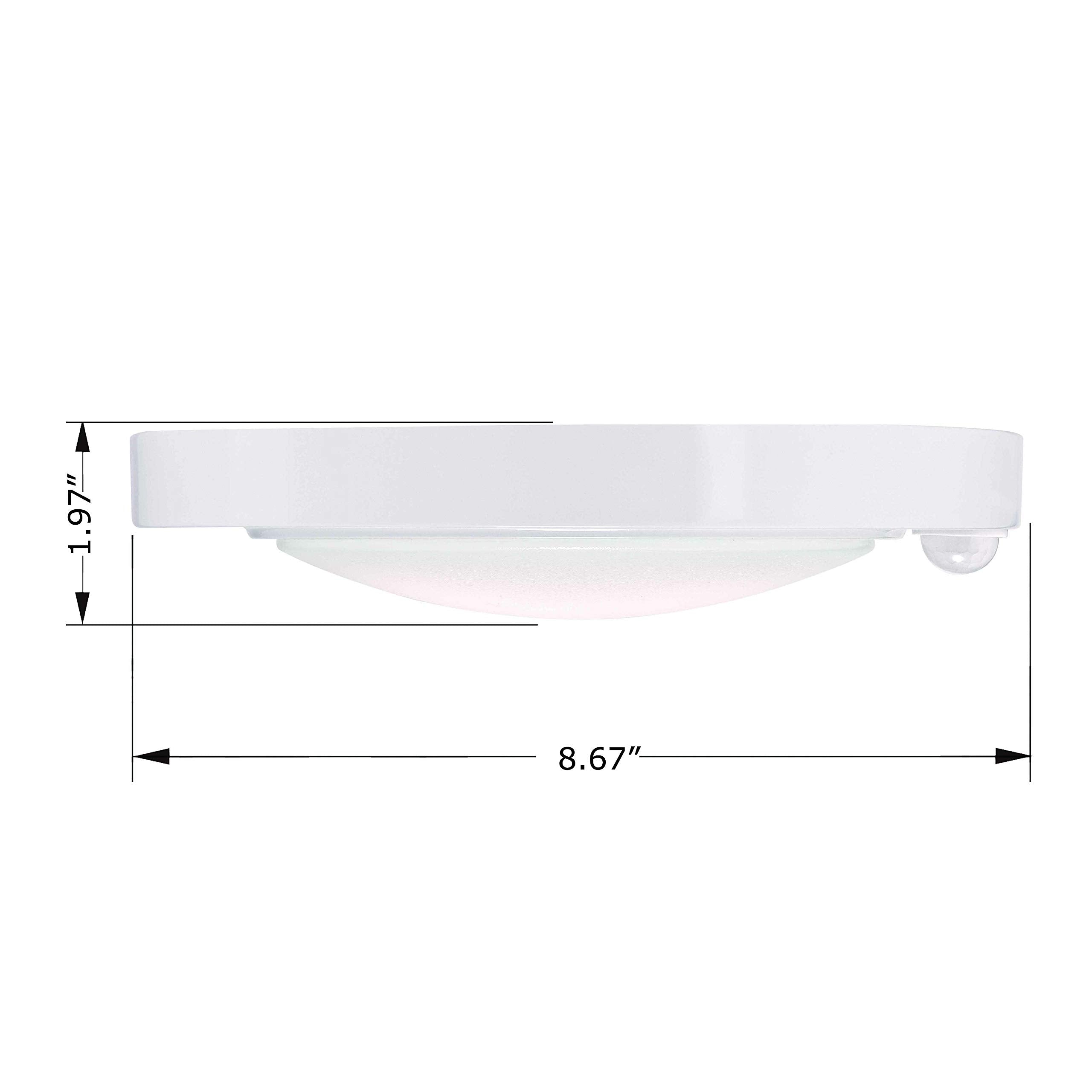 GRUENLICH LED Motion Sensor Ceiling Light Fixture, 8.7 Inch, 11.5W, 890 Lumen, White Finish-5000K, ETL Rated,