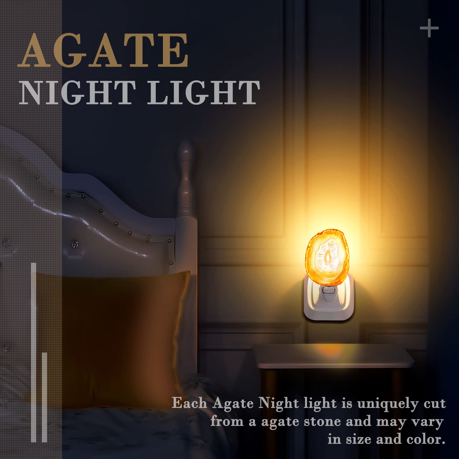 Hortsun Agate Slice Night Light - Crystal Beige Plug-in Wall Decor for Bedroom, Kitchen, Toilet