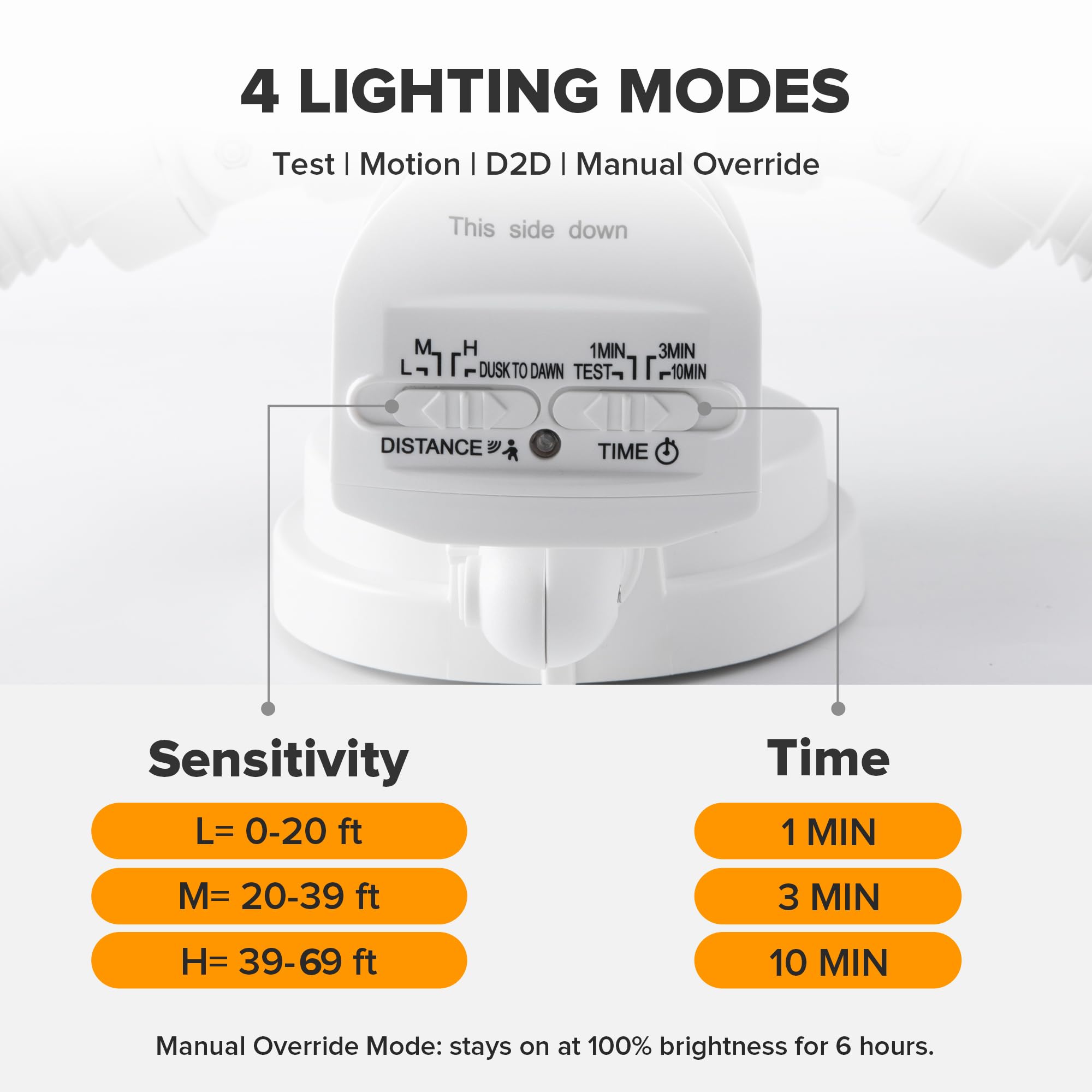 UME LED Security Light 49W 5500LM Motion Sensor, IP65 Waterproof, 3 Head, Dusk to Dawn, 5000K Daylight, White, Model 763281105