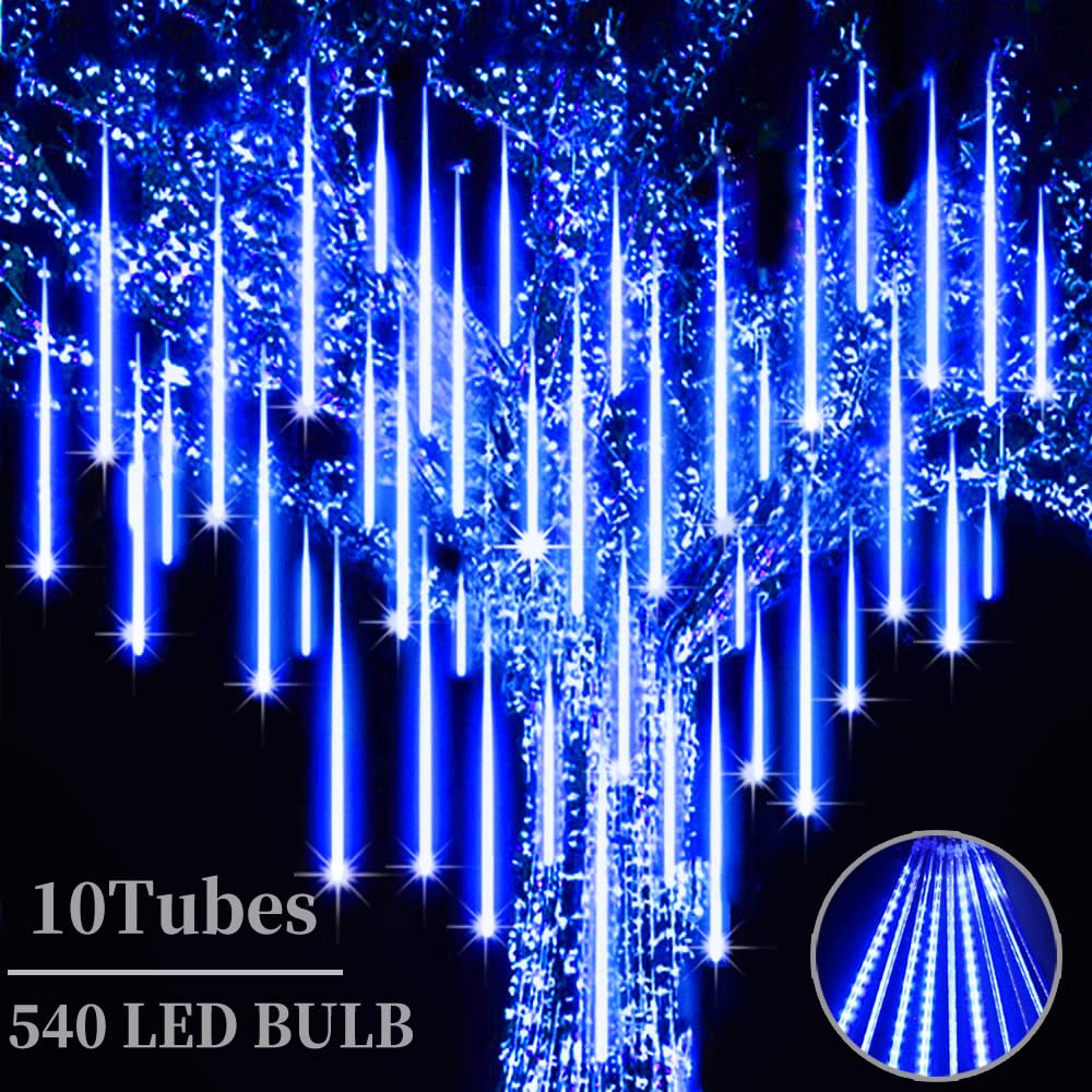 Roytong High Brightness 10 Tube 540 LED 20 Inch Meteor Shower Rain Lights Cascading Falling Rain Outdoor Lights for Christmas Ro