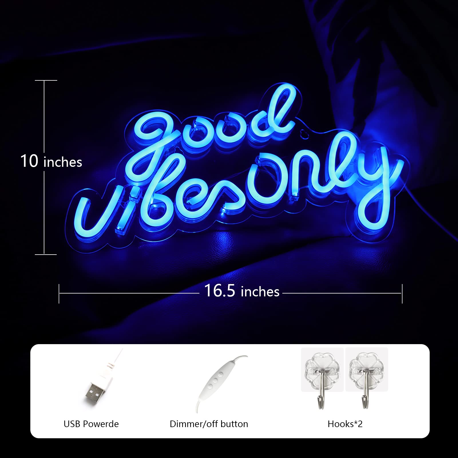 Jfllamp Good Vibes Only Neon Signs For Wall Decor Neon Lights For Bedroom Led Signs Suitable For Living Room Beer Bar Game Room Hotel Birthday Party Restaurant Christmas Led Art Wall Decorative Lights Unique Gift For Lover, 16.5*10 Inch(Blue)