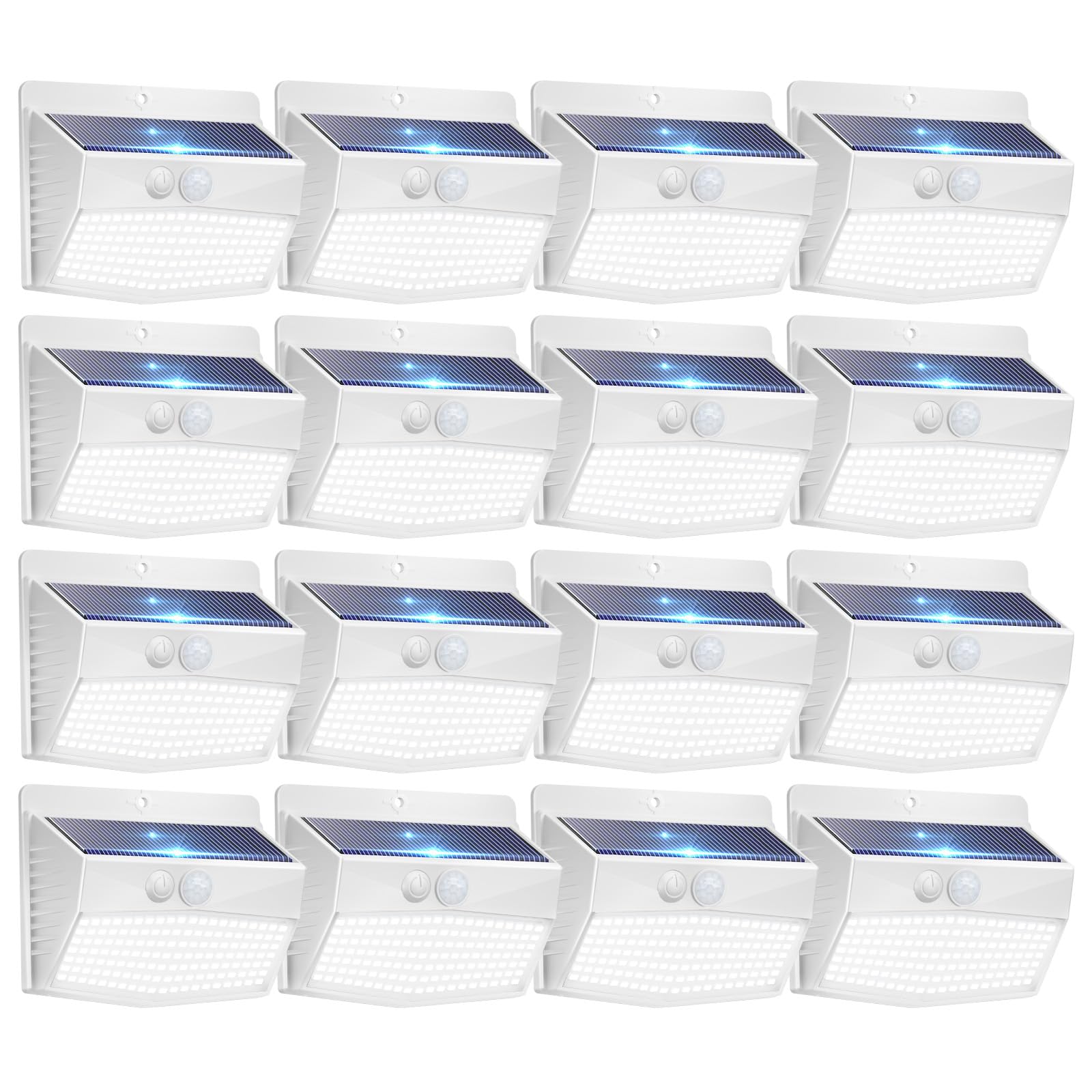 Peasur 16 Packs Solar Outdoor Lights Motion Sensor Solar Security Lights Waterproof with 3 Lighting Modes Solar Powered Wall Lights Outside for Garden Fence Yard Deck, White