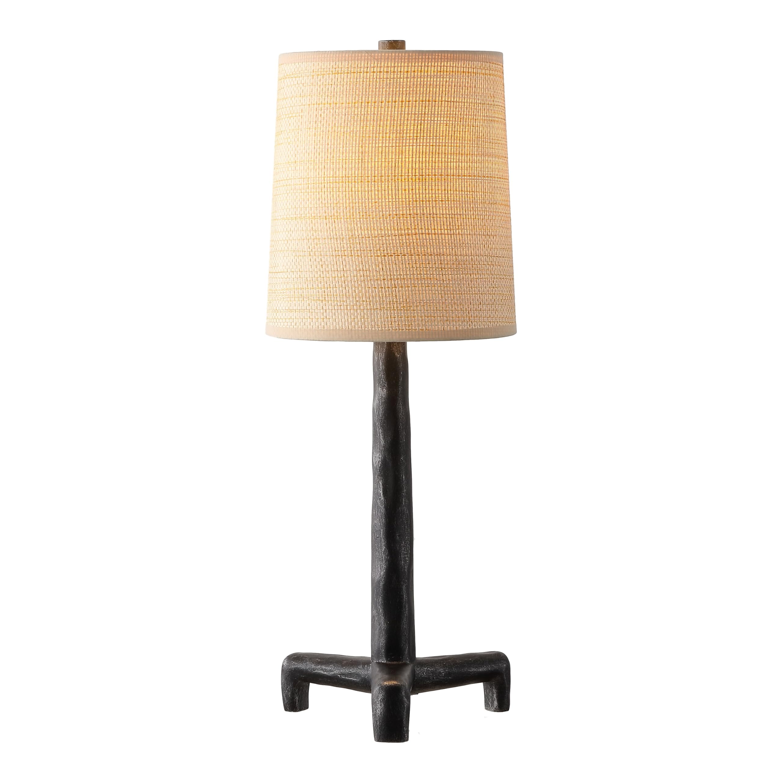 SAFAVIEH Lighting - Soline 24-Inch Table Lamp - Black Iron & Natural Shade - Ideal for Living Room, Bedroom, Nightstand, Reading