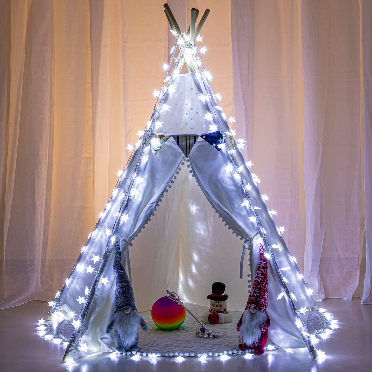 Awq 100 Led 49 Ft Star String Lights Plug In Fairy Twinkle String Lights 8 Modes Extendable For Indoor Outdoor Wedding Birthday Christmas Tree Garden Decor (White)