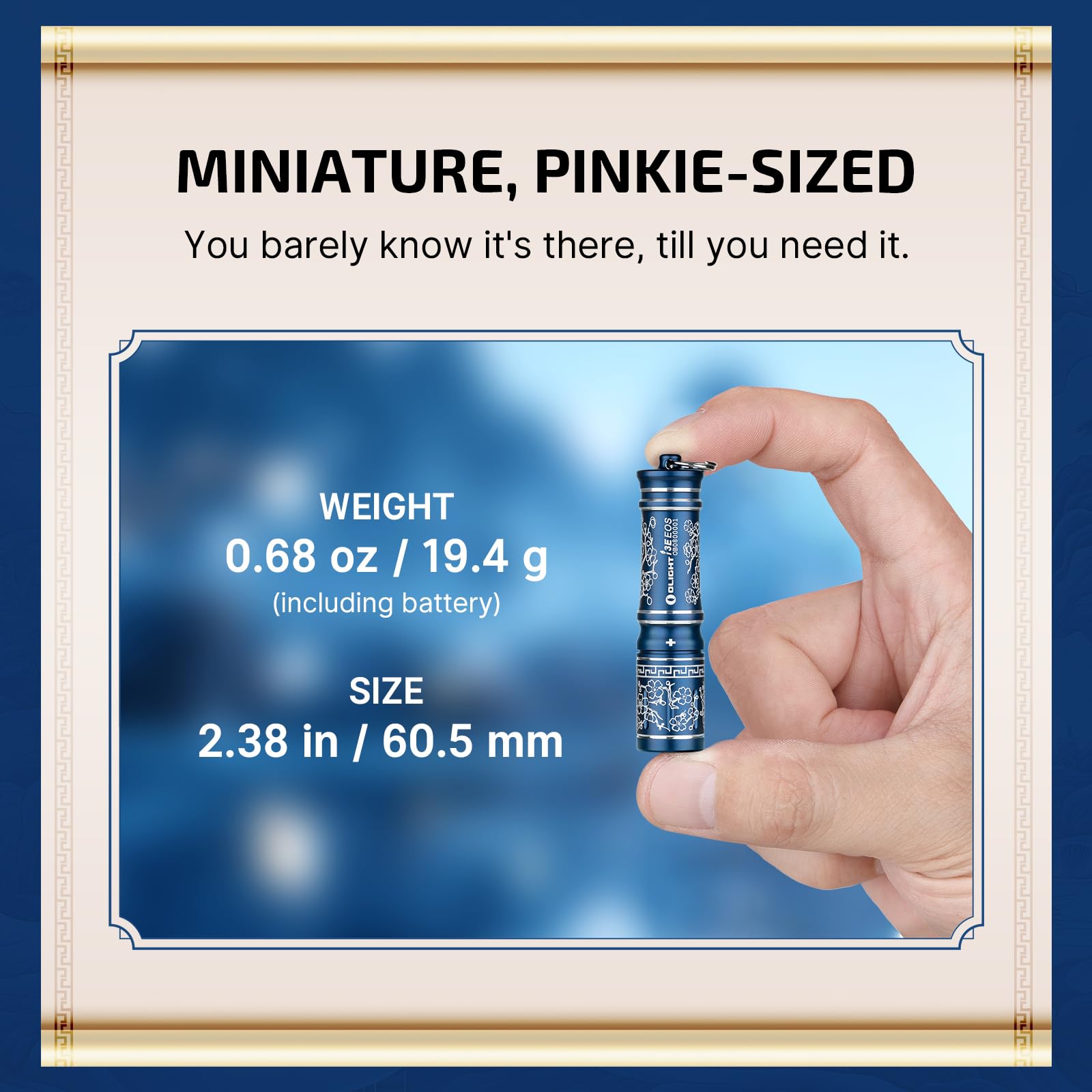 Olight I3E Eos Pmma Tir Lens Aaa Edc Flashlight 90 Lumens Compact Keychain Flash Light For Night, Camping (Blue Porcelain)